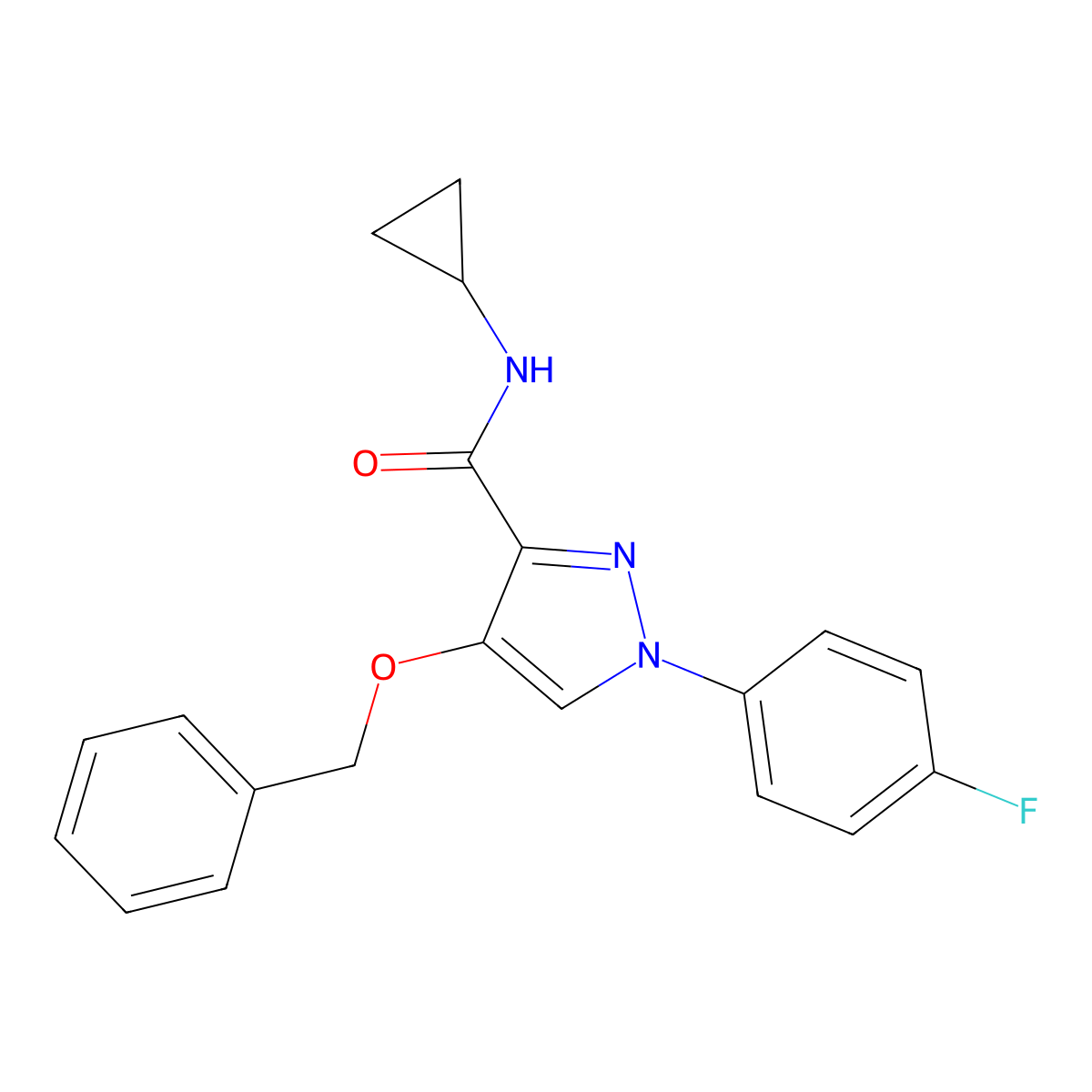 4-(benzyloxy)-N-cyclopropyl-1-(4-fluorophenyl)-1H-pyrazole-3-carboxamide molecular structure, CAS 1171661-82-7
