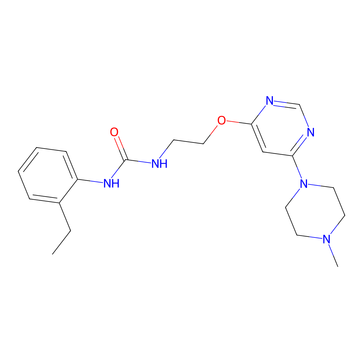 1-(2-Ethylphenyl)-3-(2-{[6-(4-methylpiperazin-1-yl)pyrimidin-4-yl]oxy}ethyl)urea molecular structure, CAS 1171661-93-0