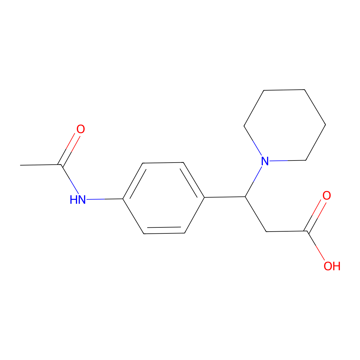 3-[4-(Acetylamino)phenyl]-3-piperidin-1-ylpropanoic acid molecular structure, CAS 1171662-65-9