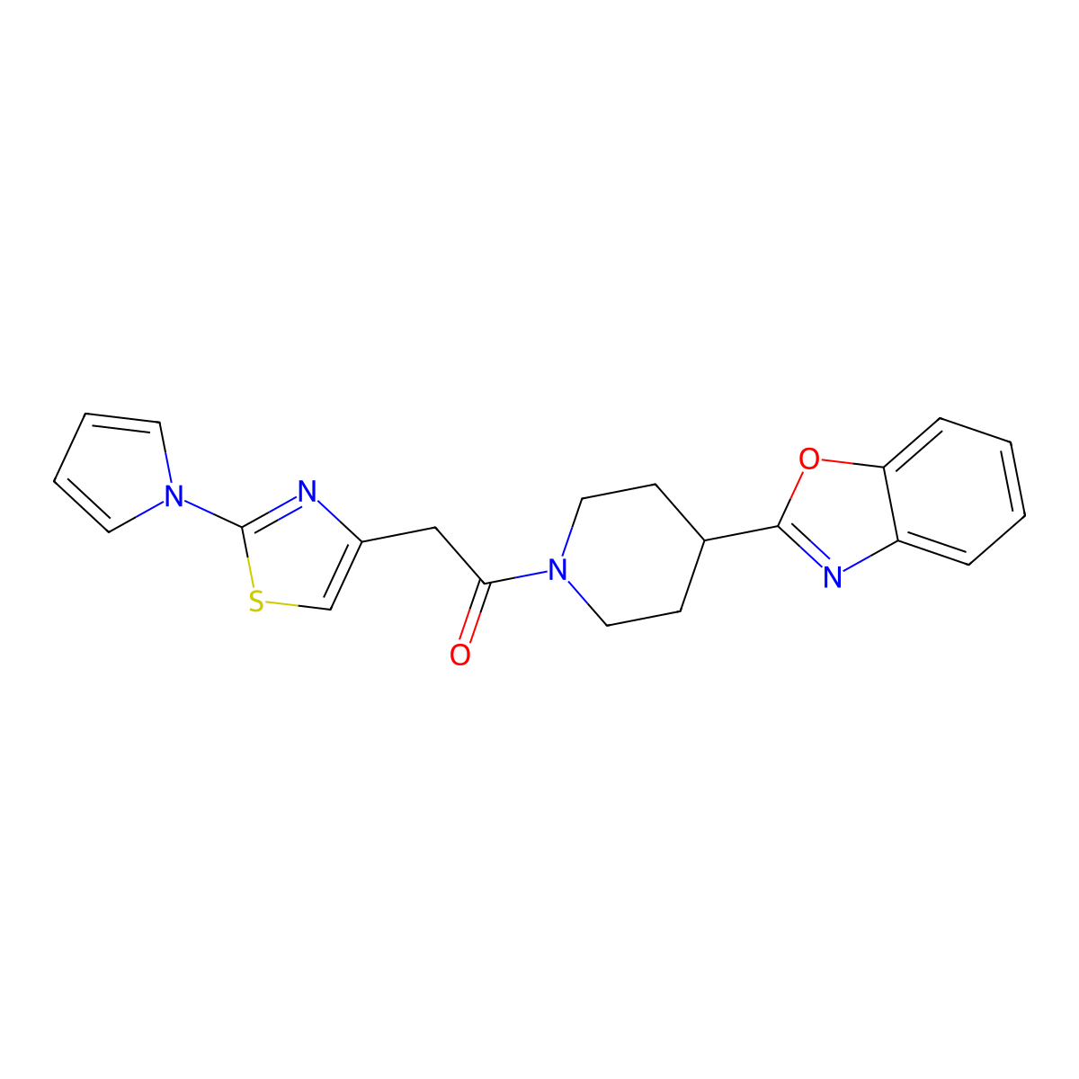 2-(2-(1H-pyrrol-1-yl)thiazol-4-yl)-1-(4-(benzo[d]oxazol-2-yl)piperidin-1-yl)ethanone molecular structure, CAS 1171662-99-9