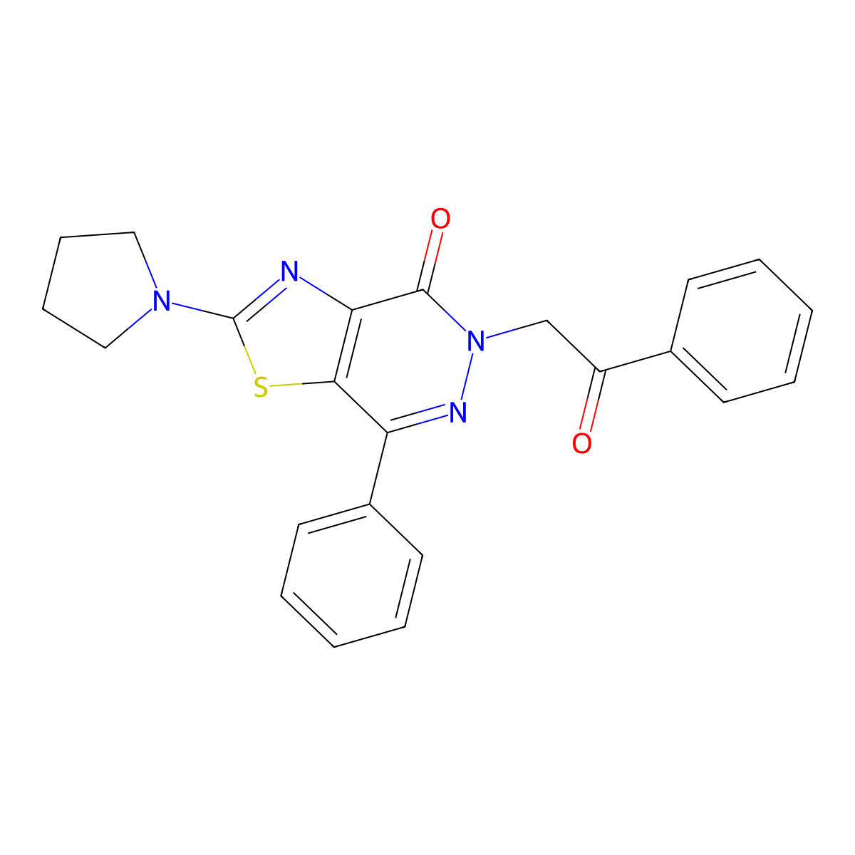 5-(2-oxo-2-phenylethyl)-7-phenyl-2-(pyrrolidin-1-yl)thiazolo[4,5-d]pyridazin-4(5H)-one molecular structure, CAS 1171663-90-3