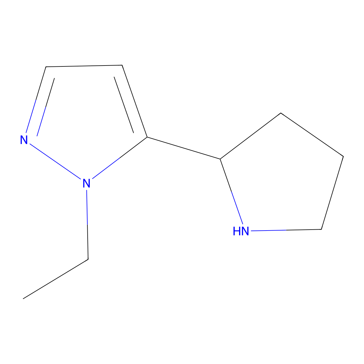 1-ethyl-5-(pyrrolidin-2-yl)-1H-pyrazole molecular structure, CAS 1171665-11-4