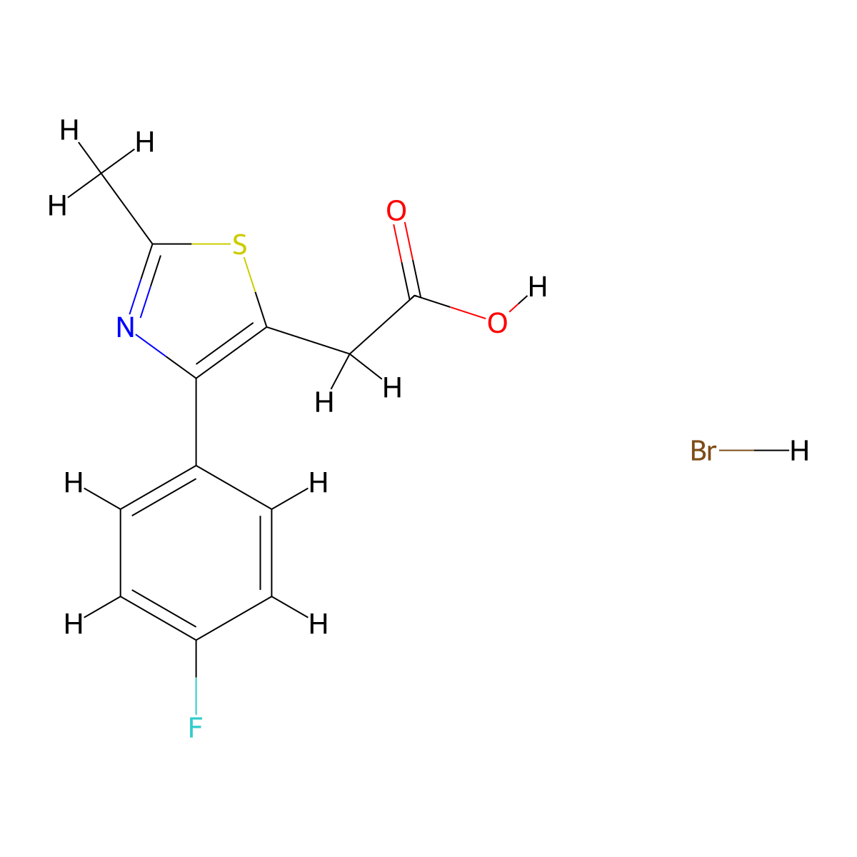 [4-(4-Fluorophenyl)-2-methyl-1,3-thiazol-5-yl]acetic acid hydrobromide molecular structure, CAS 1171665-55-6