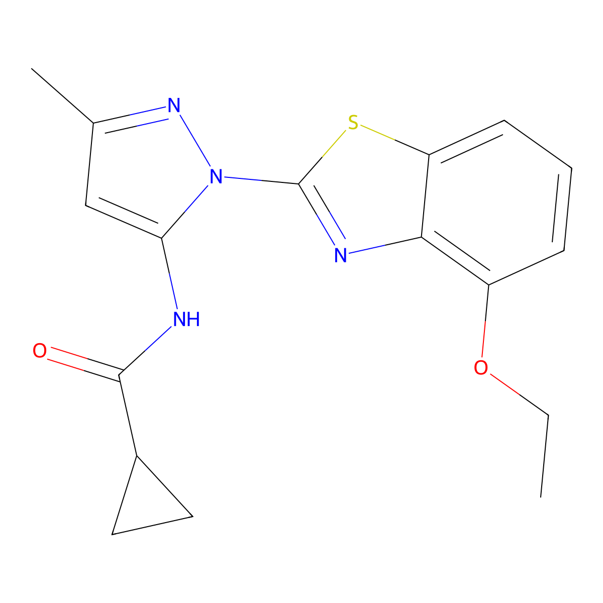 N-(1-(4-ethoxybenzo[d]thiazol-2-yl)-3-methyl-1H-pyrazol-5-yl)cyclopropanecarboxamide molecular structure, CAS 1171669-47-8