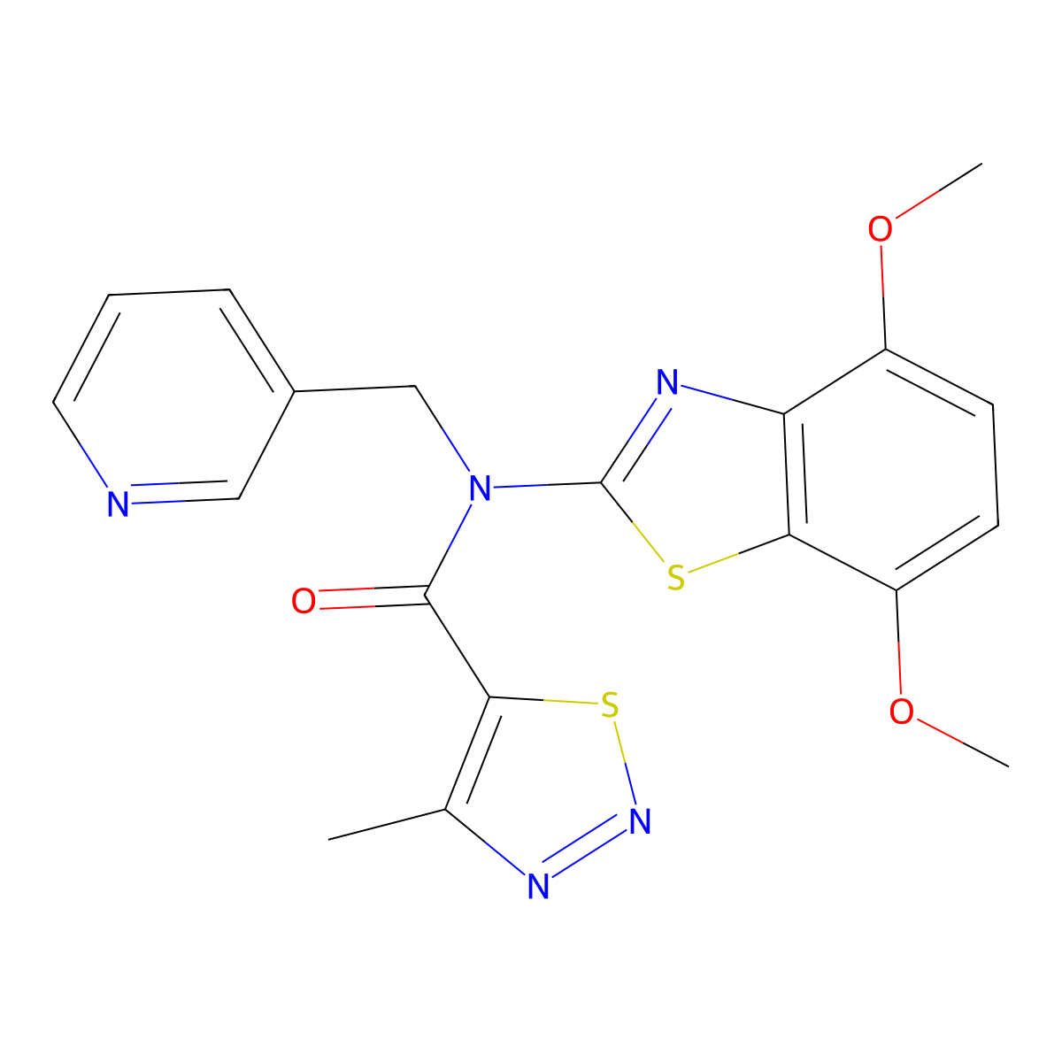 N-(4,7-dimethoxybenzo[d]thiazol-2-yl)-4-methyl-N-(pyridin-3-ylmethyl)-1,2,3-thiadiazole-5-carboxamide molecular structure, CAS 1171669-61-6