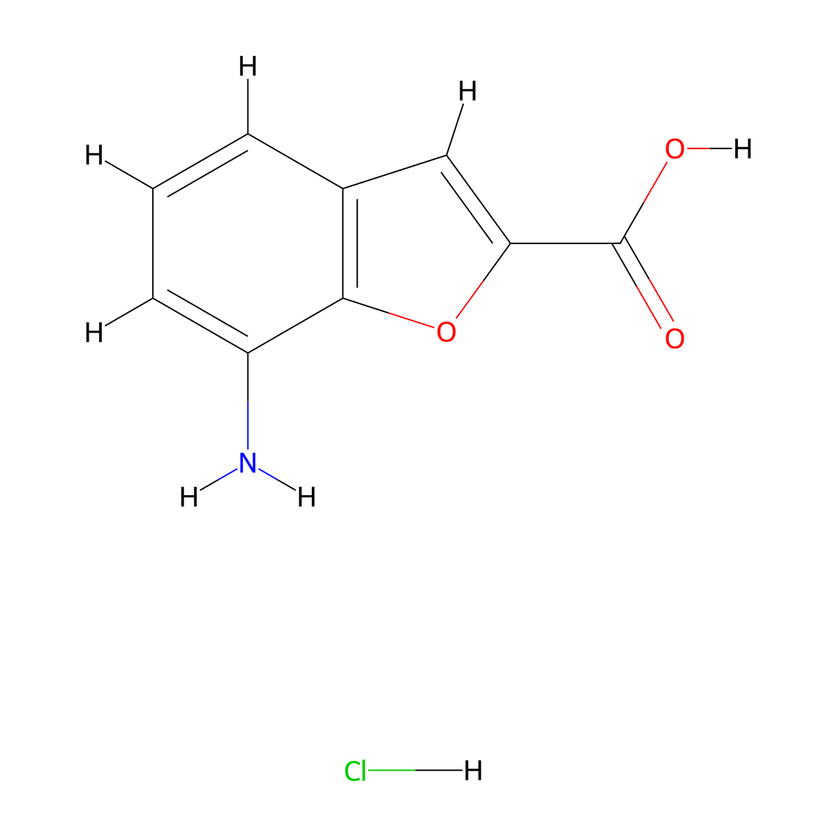 7-Amino-1-benzofuran-2-carboxylic acid hydrochloride molecular structure, CAS 1171670-40-8