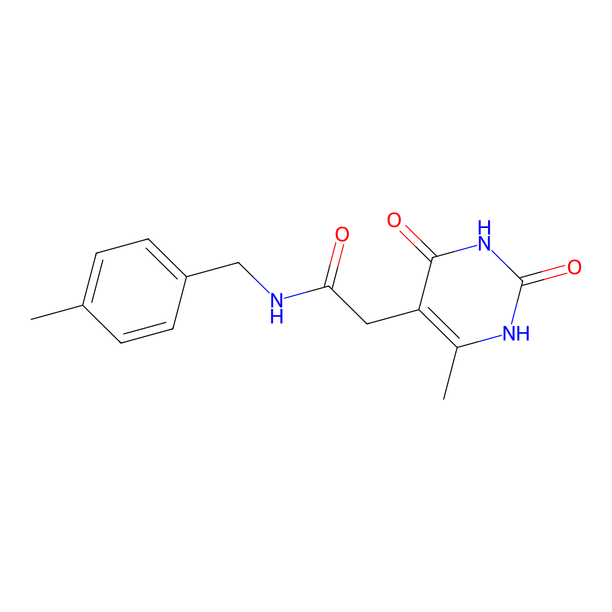 2-(6-methyl-2,4-dioxo-1,2,3,4-tetrahydropyrimidin-5-yl)-N-(4-methylbenzyl)acetamide molecular structure, CAS 1171671-57-0