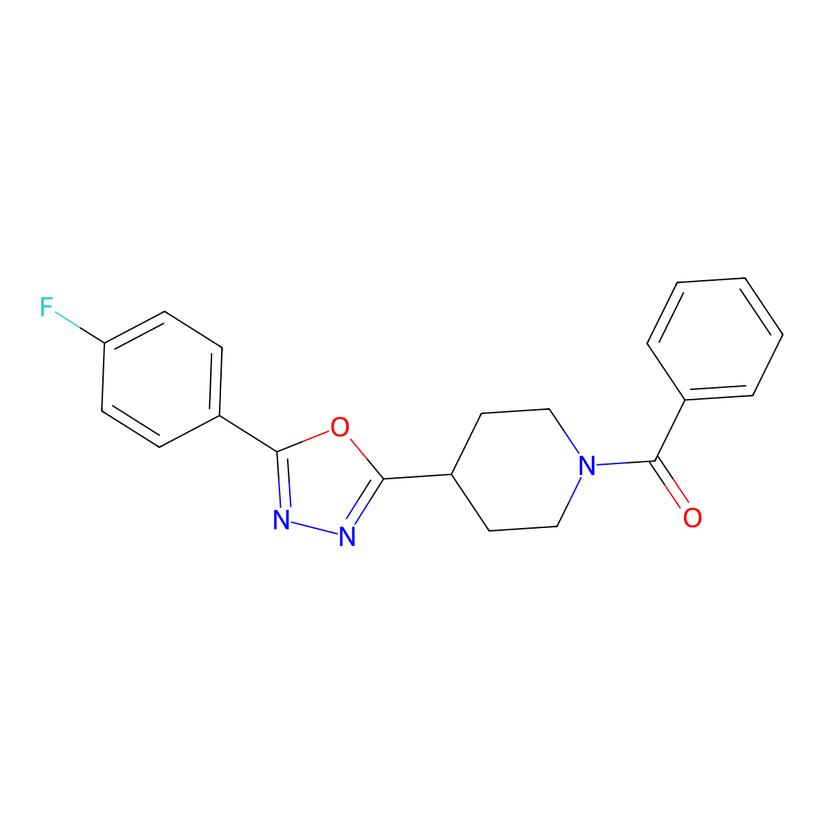 (4-(5-(4-Fluorophenyl)-1,3,4-oxadiazol-2-yl)piperidin-1-yl)(phenyl)methanone molecular structure, CAS 1171674-89-7