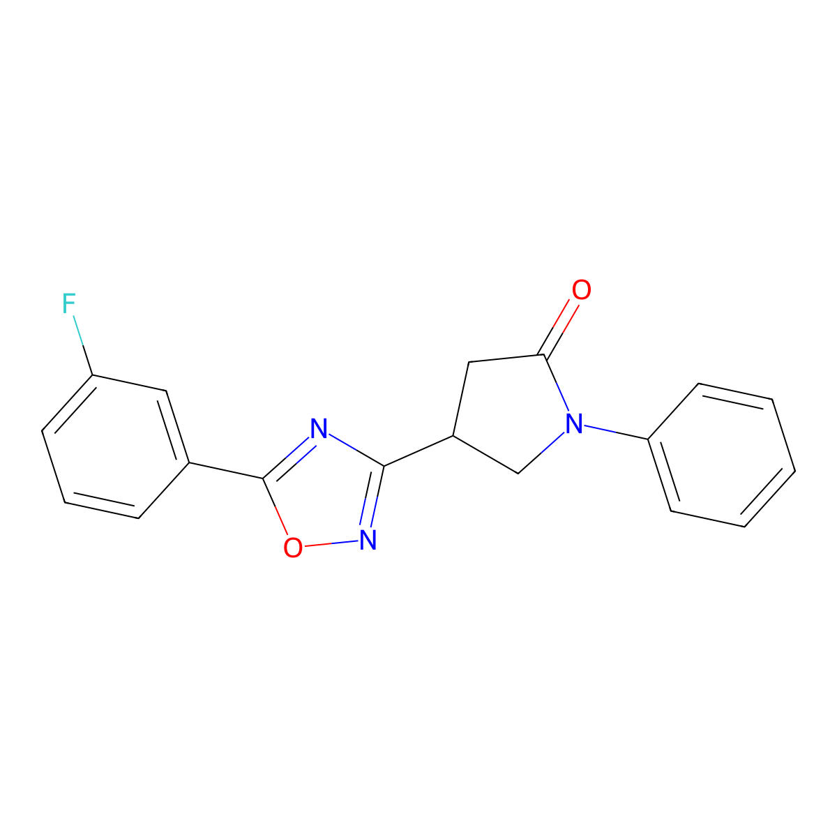 4-[5-(3-Fluorophenyl)-1,2,4-oxadiazol-3-yl]-1-phenylpyrrolidin-2-one molecular structure, CAS 1171678-38-8