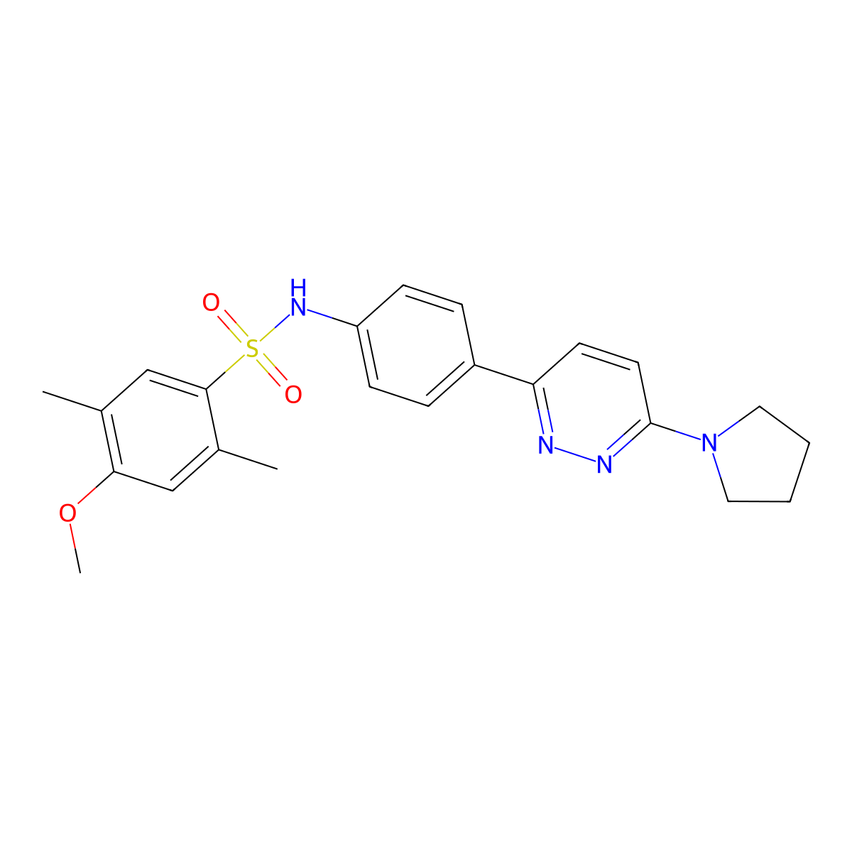 4-methoxy-2,5-dimethyl-N-[4-(6-pyrrolidin-1-ylpyridazin-3-yl)phenyl]benzenesulfonamide molecular structure, CAS 1171679-01-8