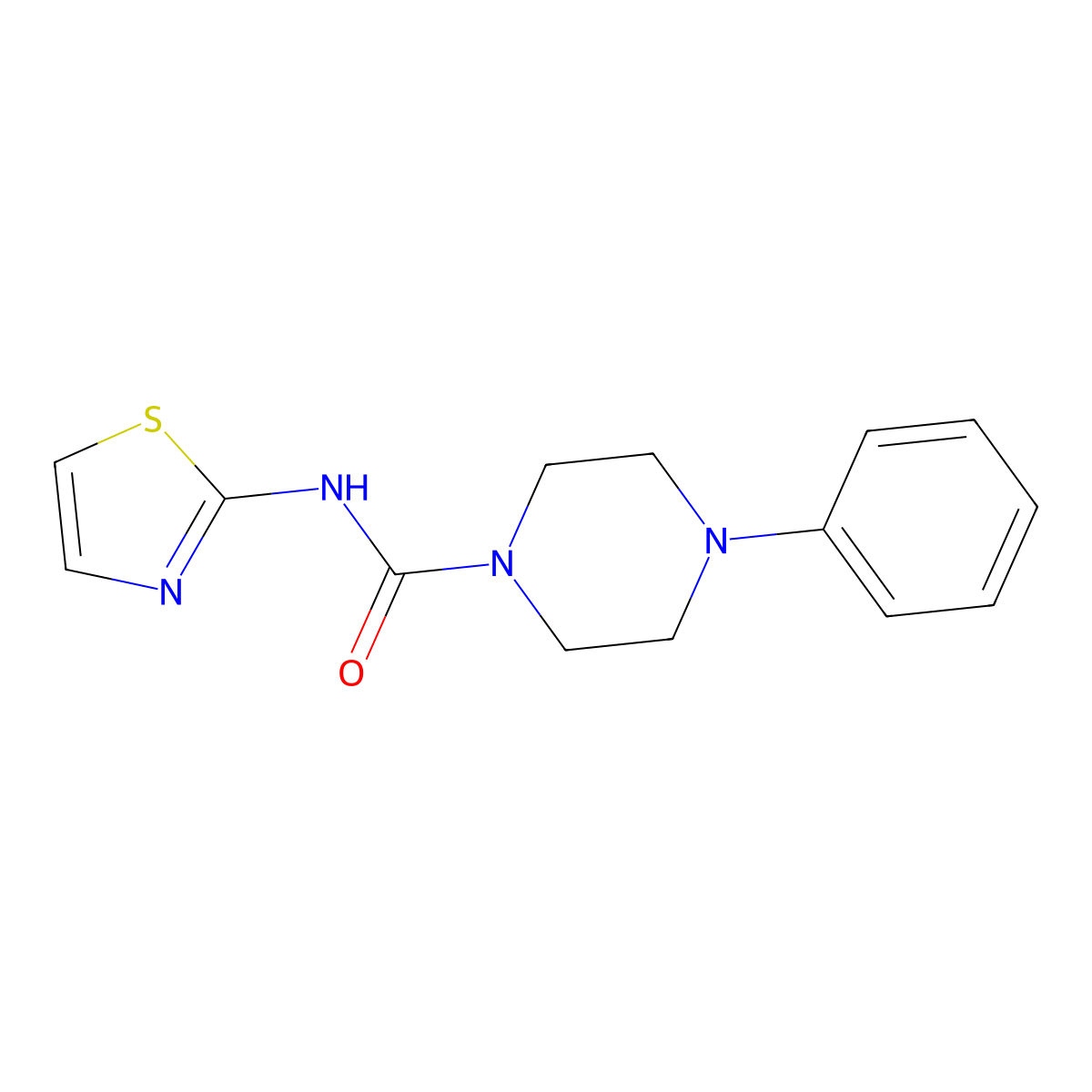 4-phenyl-N-(thiazol-2-yl)piperazine-1-carboxamide molecular structure, CAS 1171680-68-4