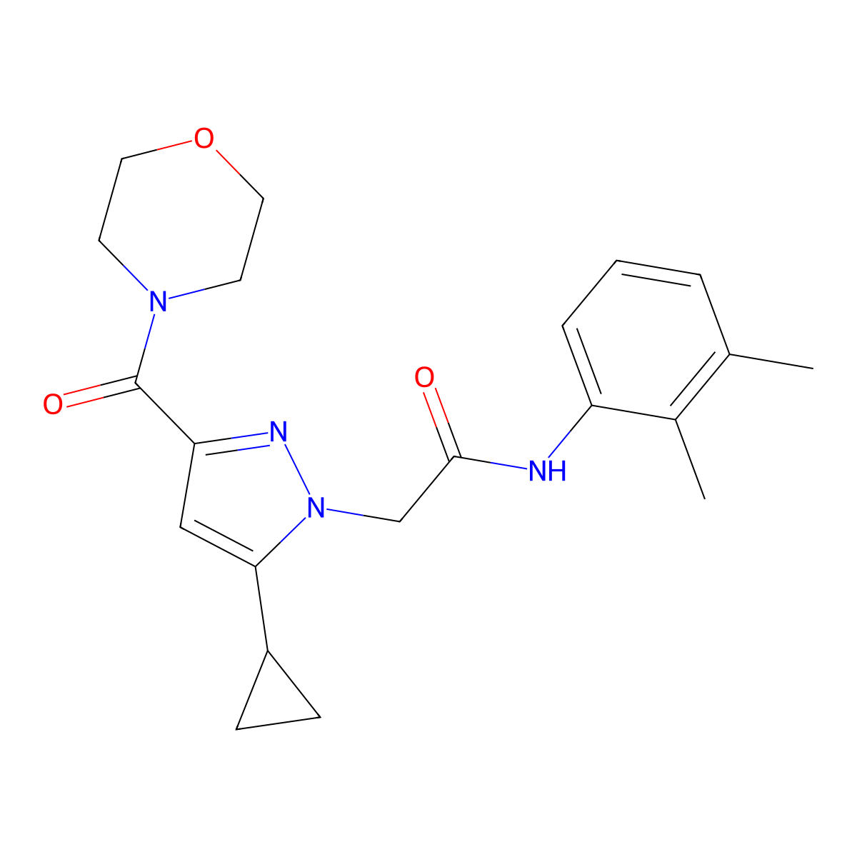 2-[5-cyclopropyl-3-(morpholine-4-carbonyl)-1H-pyrazol-1-yl]-N-(2,3-dimethylphenyl)acetamide molecular structure, CAS 1171682-31-7