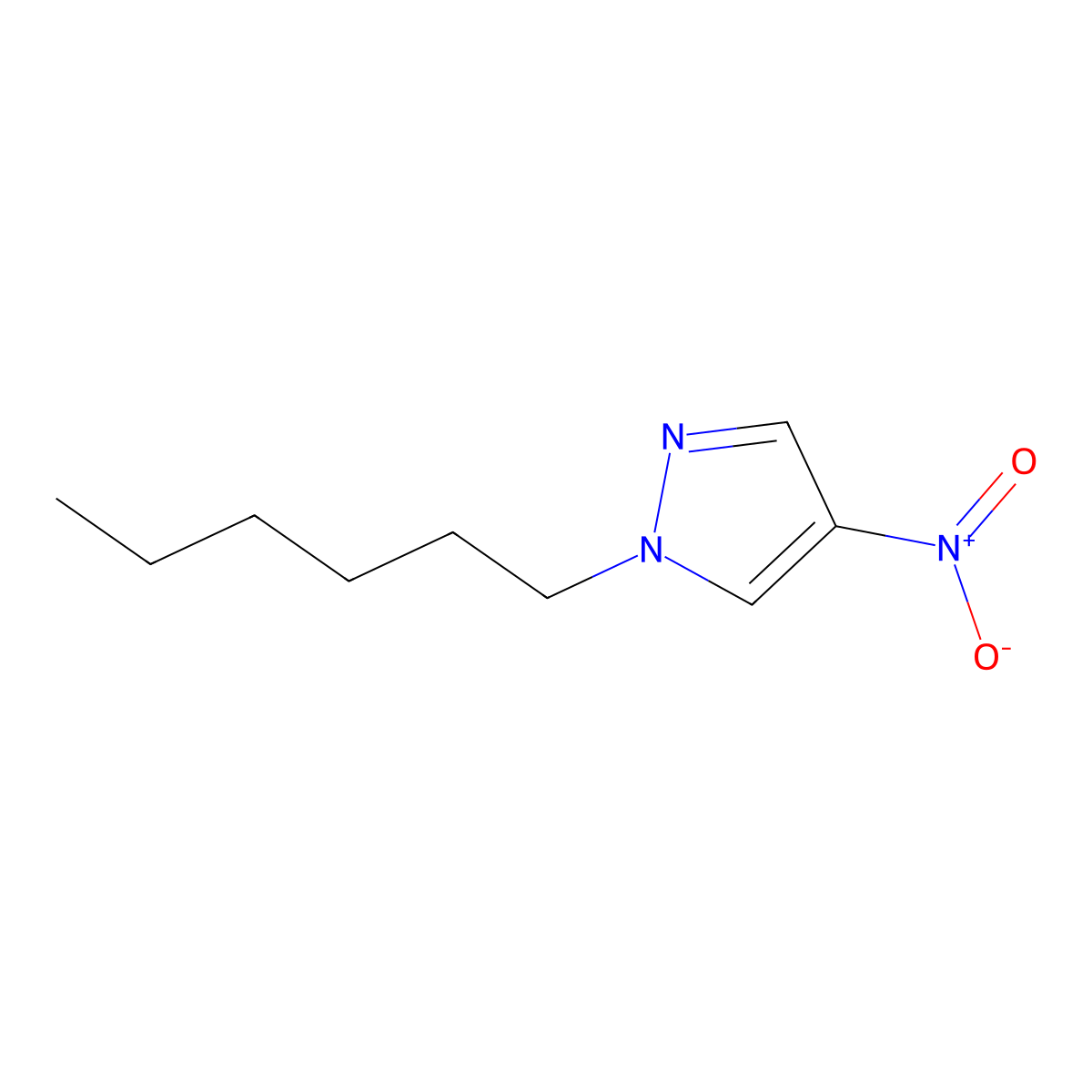 1-hexyl-4-nitro-1H-pyrazole molecular structure, CAS 1171685-13-4