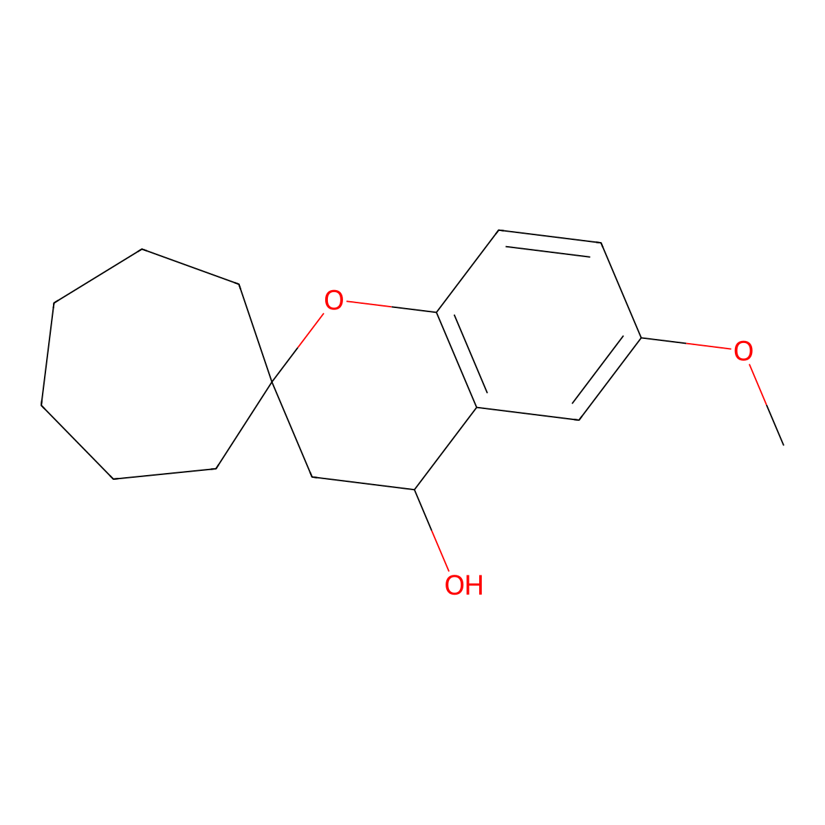 6-Methoxy-3,4-dihydrospiro[chromene-2,1'-cycloheptan]-4-ol molecular structure, CAS 1171687-27-6