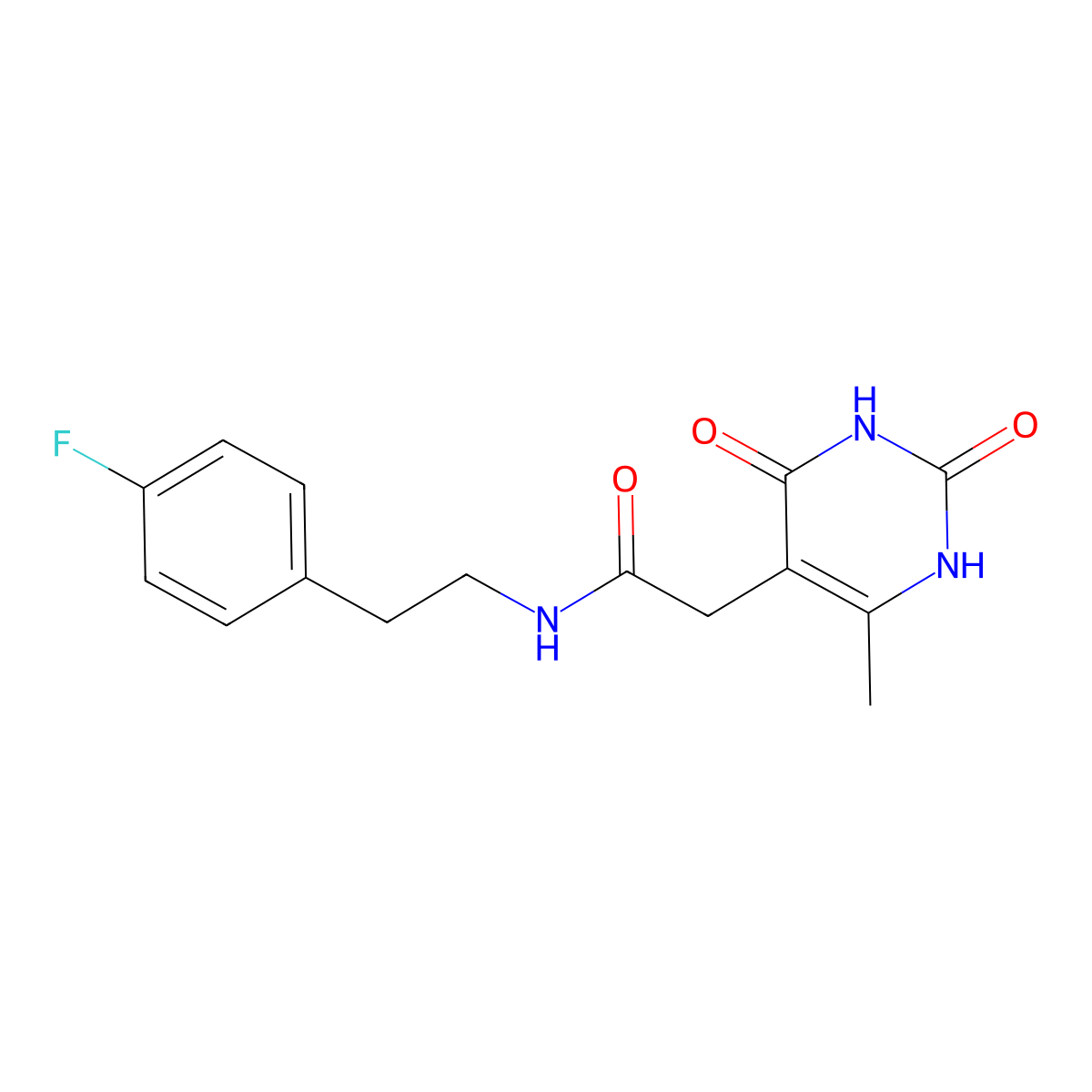 N-(4-fluorophenethyl)-2-(6-methyl-2,4-dioxo-1,2,3,4-tetrahydropyrimidin-5-yl)acetamide molecular structure, CAS 1171688-39-3