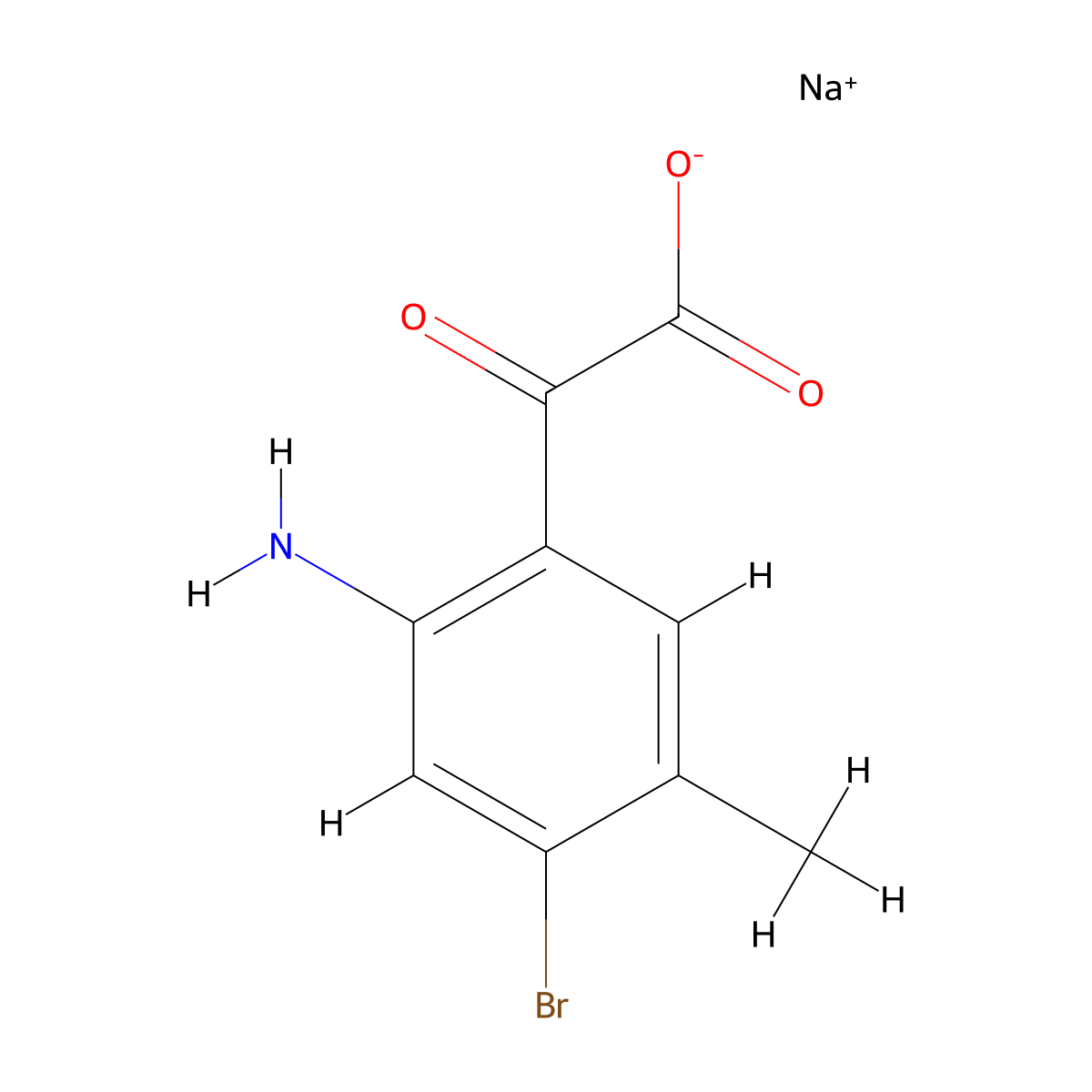Sodium 2-(2-amino-4-bromo-5-methylphenyl)-2-oxoacetate molecular structure, CAS 1171690-78-0