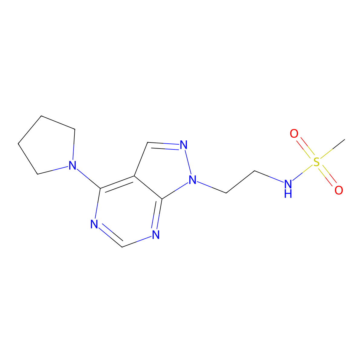 N-{2-[4-(pyrrolidin-1-yl)-1H-pyrazolo[3,4-d]pyrimidin-1-yl]ethyl}methanesulfonamide molecular structure, CAS 1171692-27-5