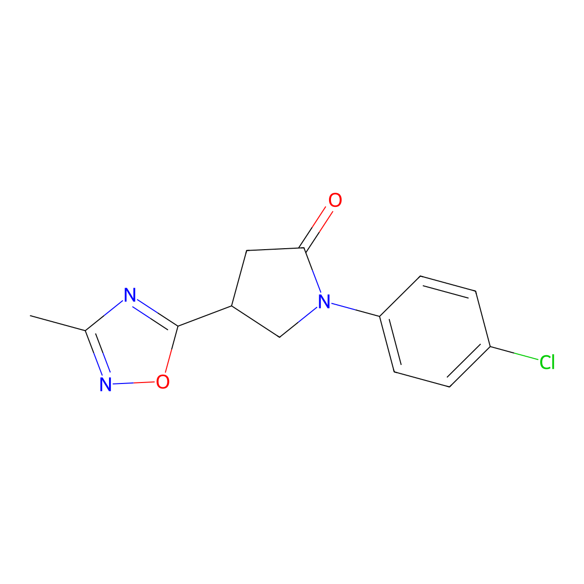 1-(4-Chlorophenyl)-4-(3-methyl-1,2,4-oxadiazol-5-yl)pyrrolidin-2-one molecular structure, CAS 1171692-39-9