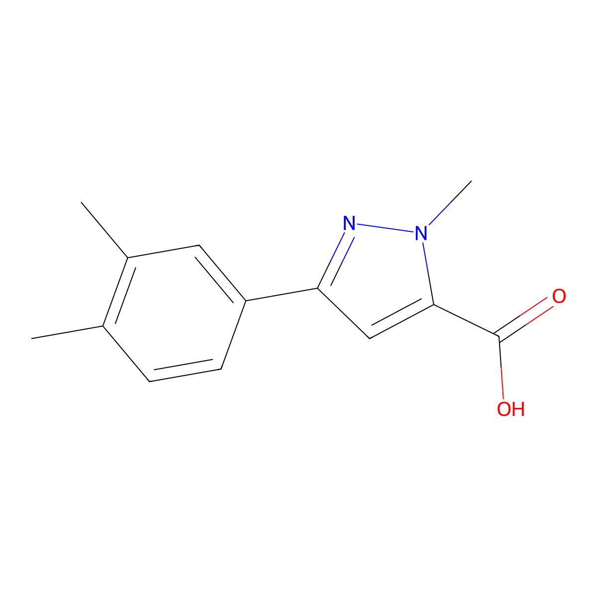 5-(3,4-Dimethylphenyl)-2-methylpyrazole-3-carboxylic acid molecular structure, CAS 1171696-11-9