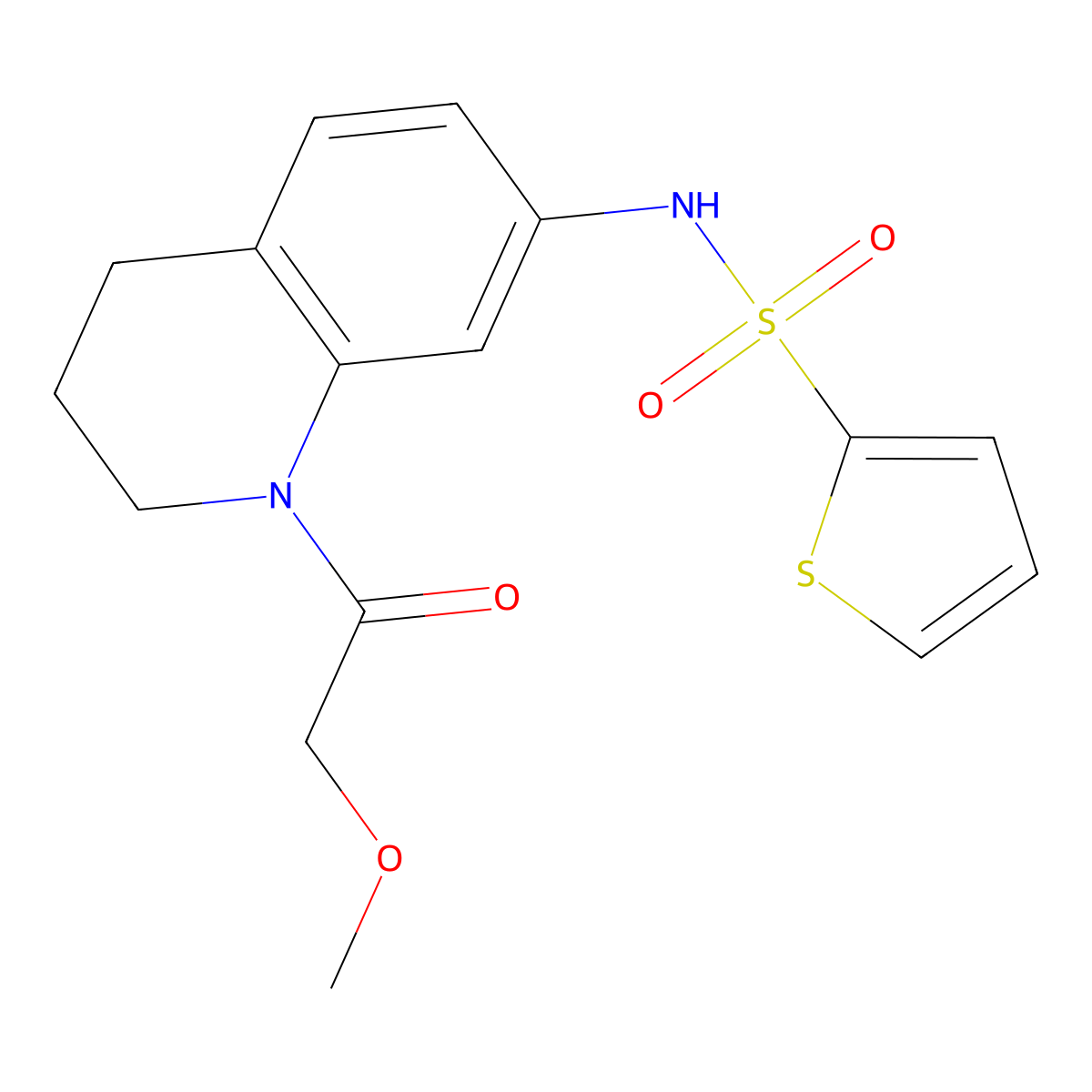 N-[1-(2-methoxyacetyl)-1,2,3,4-tetrahydroquinolin-7-yl]thiophene-2-sulfonamide molecular structure, CAS 1171696-15-3