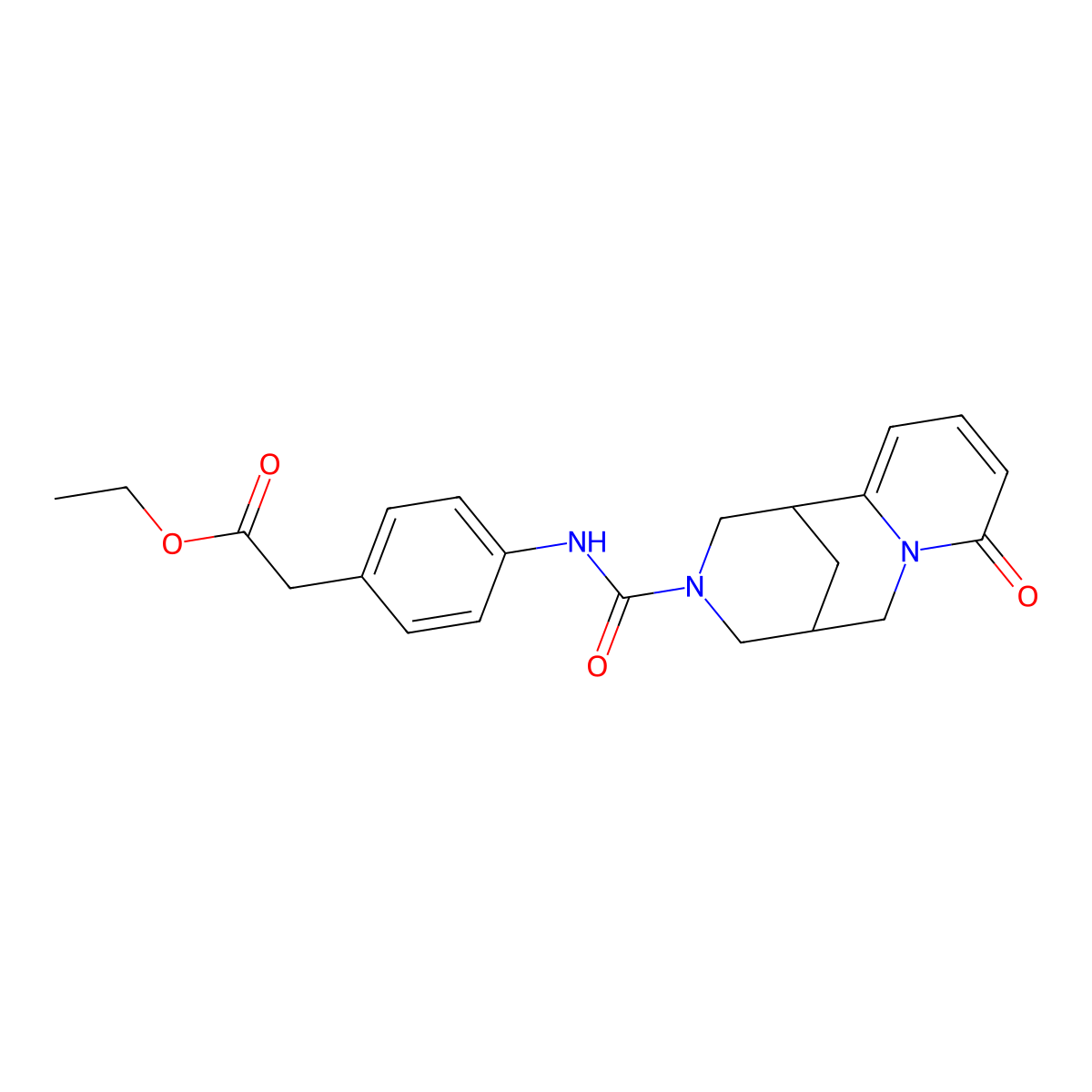 Ethyl (4-{[(8-oxo-1,5,6,8-tetrahydro-2H-1,5-methanopyrido[1,2-a][1,5]diazocin-3(4H)-yl)carbonyl]amino}phenyl)acetate molecular structure, CAS 1171698-40-0