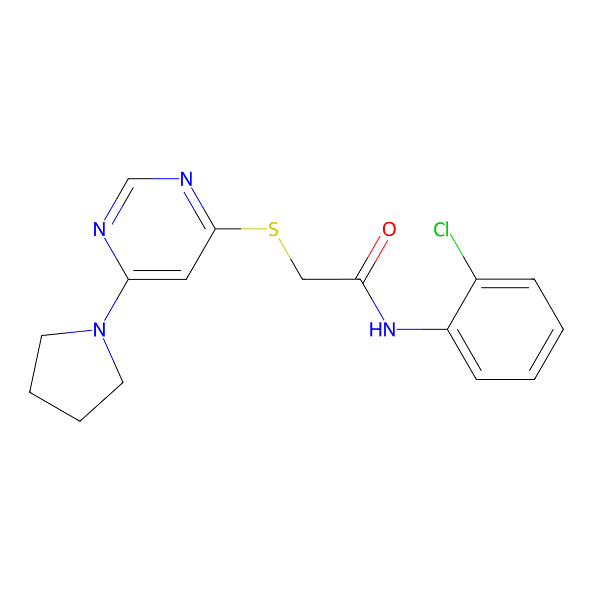 N-(2-chlorophenyl)-2-{[6-(pyrrolidin-1-yl)pyrimidin-4-yl]sulfanyl}acetamide molecular structure, CAS 1171698-83-1