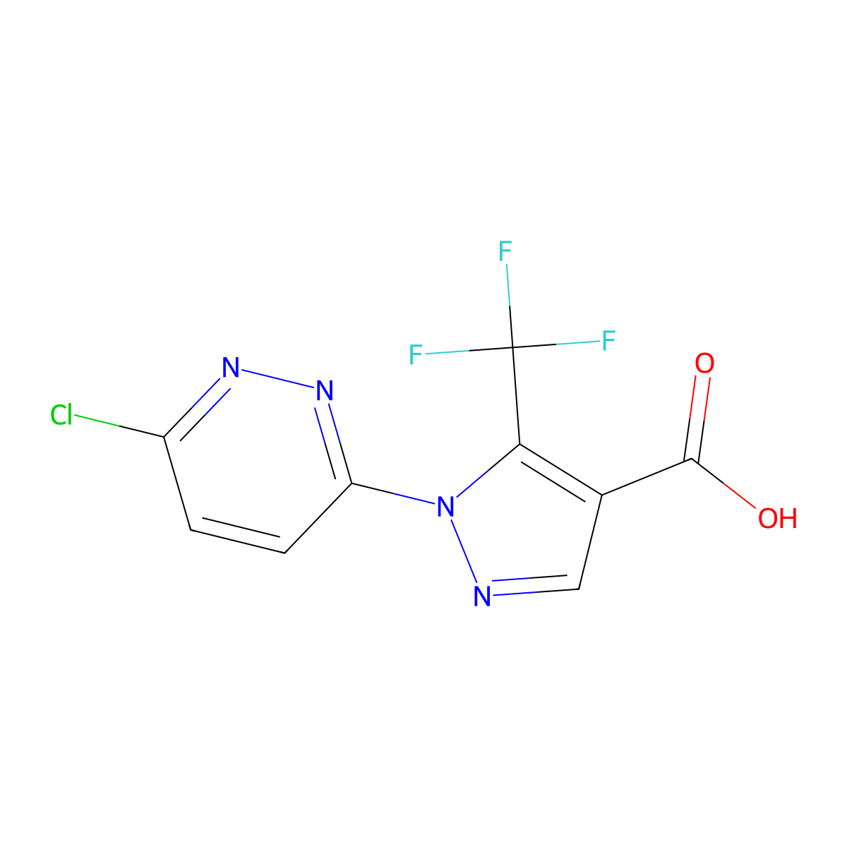 1-(6-chloropyridazin-3-yl)-5-(trifluoromethyl)-1H-pyrazole-4-carboxylic acid molecular structure, CAS 1171703-24-4