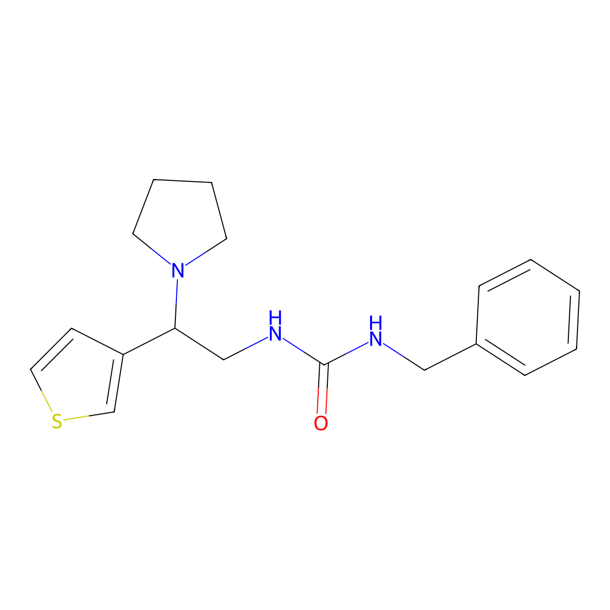 1-Benzyl-3-(2-(pyrrolidin-1-yl)-2-(thiophen-3-yl)ethyl)urea molecular structure, CAS 1171706-52-7