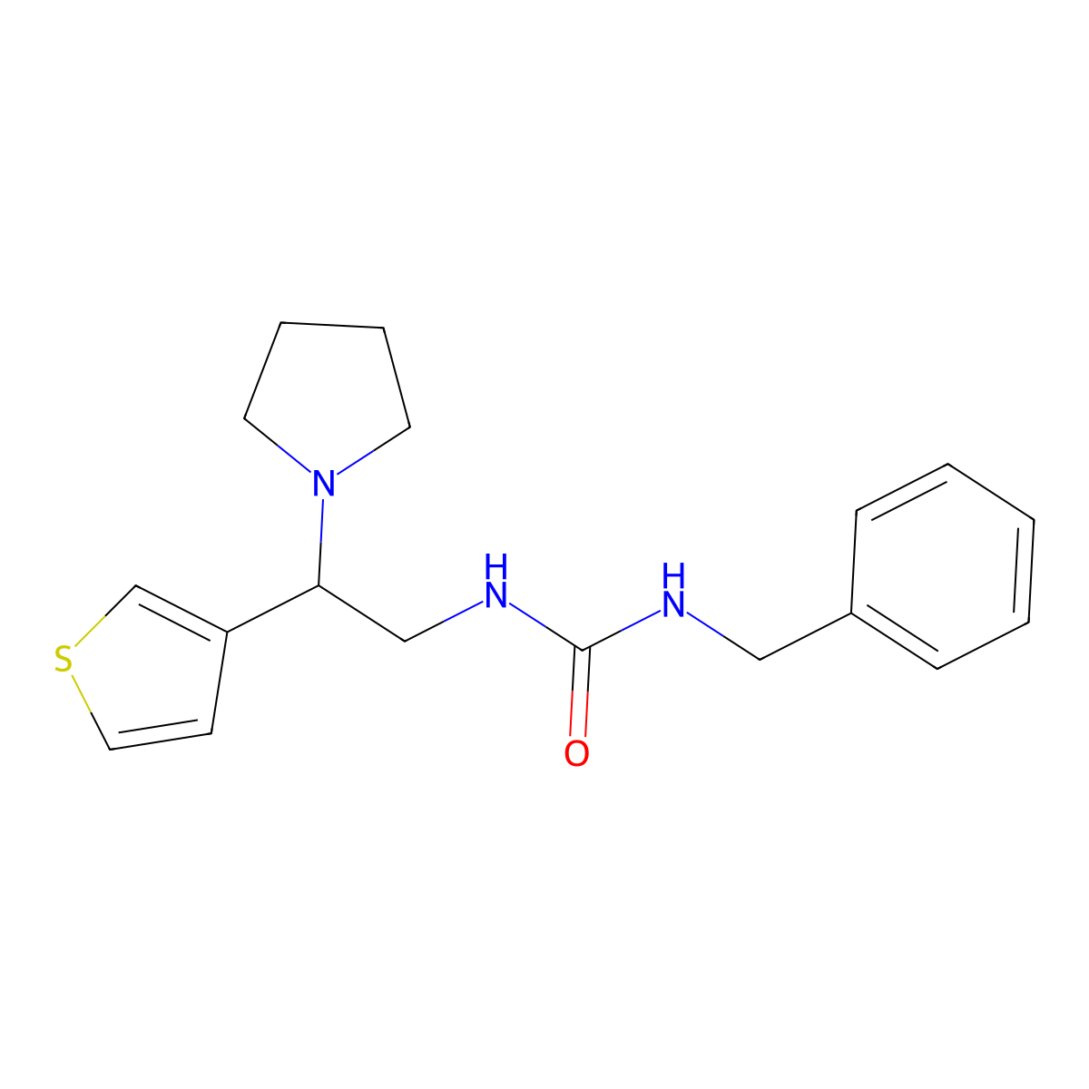1-Benzyl-3-(2-(pyrrolidin-1-yl)-2-(thiophen-3-yl)ethyl)urea molecular structure, CAS 1171706-52-7