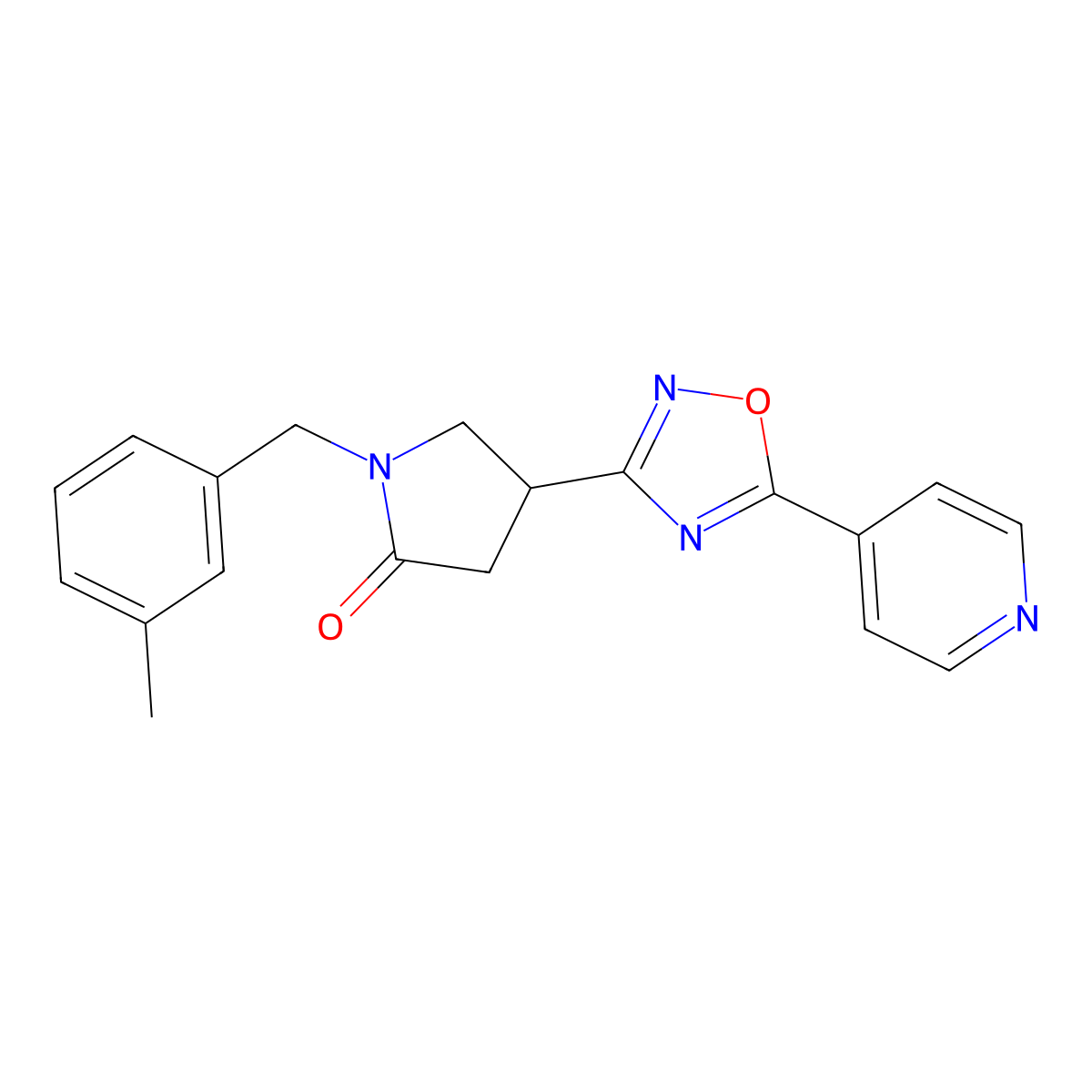 1-(3-Methylbenzyl)-4-(5-pyridin-4-yl-1,2,4-oxadiazol-3-yl)pyrrolidin-2-one molecular structure, CAS 1171706-73-2