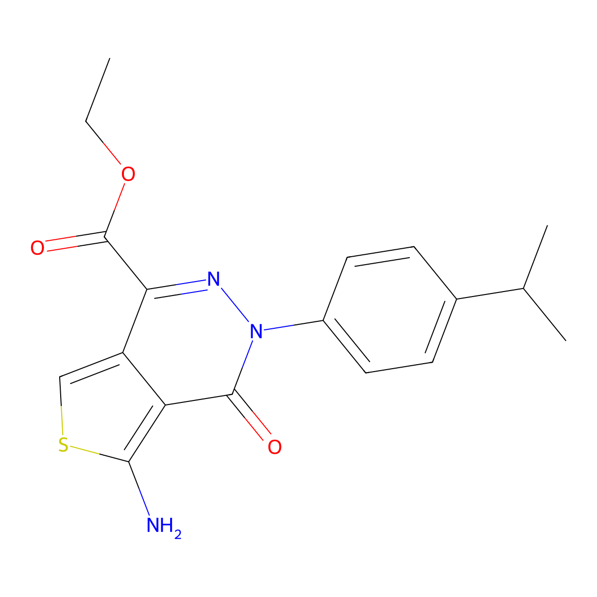 Ethyl 5-amino-3-(4-isopropylphenyl)-4-oxo-3,4-dihydrothieno[3,4-d]pyridazine-1-carboxylate molecular structure, CAS 1171706-77-6