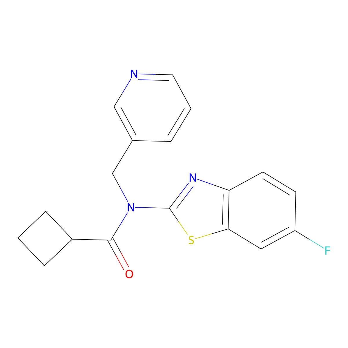N-(6-fluorobenzo[d]thiazol-2-yl)-N-(pyridin-3-ylmethyl)cyclobutanecarboxamide molecular structure, CAS 1171708-75-0