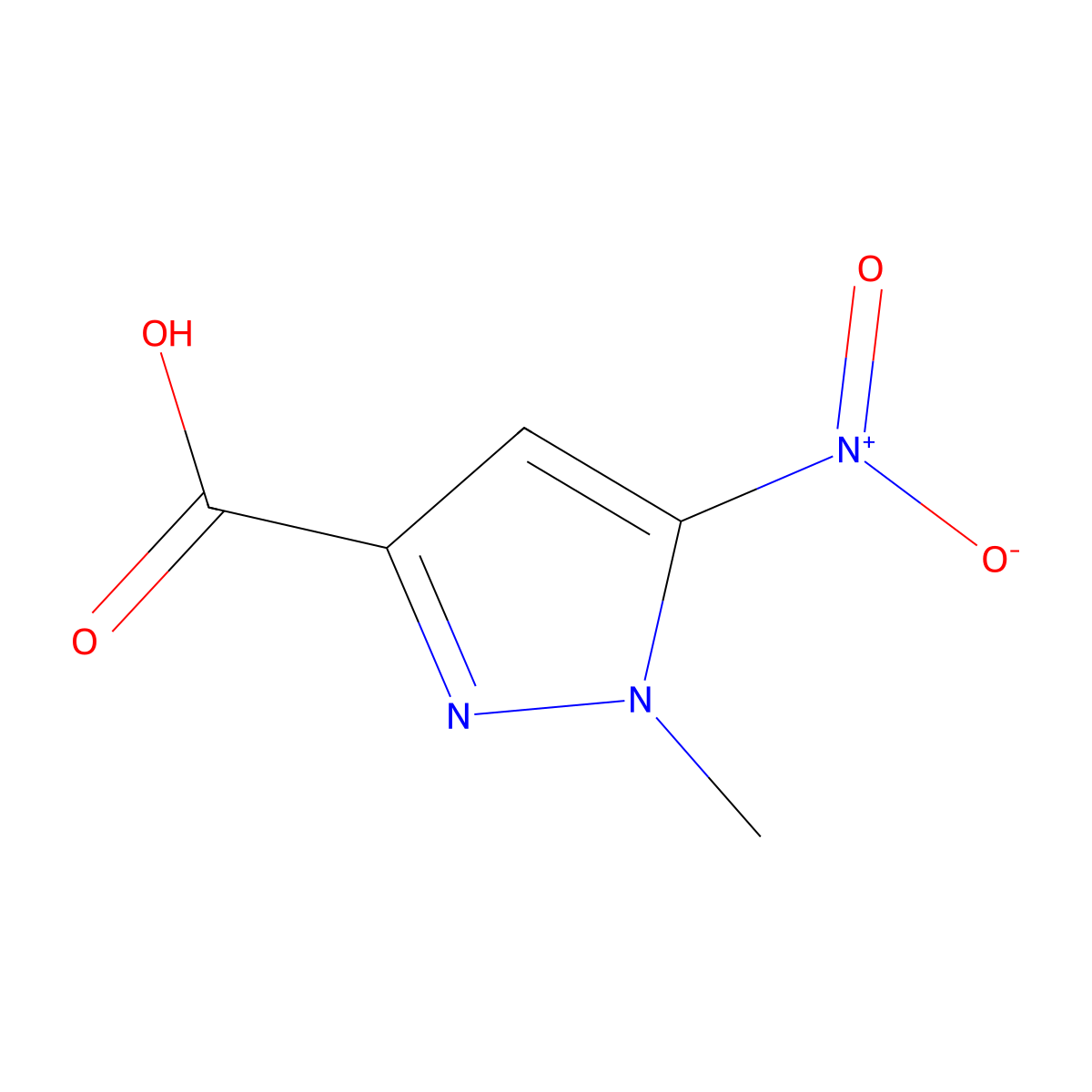1-methyl-5-nitro-1H-pyrazole-3-carboxylic acid molecular structure, CAS 1171709-53-7