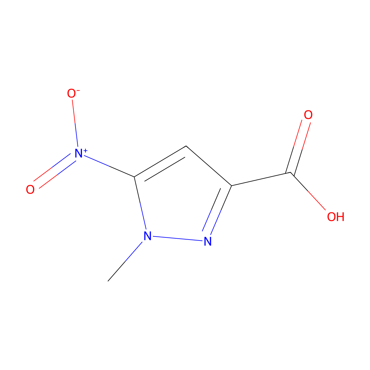 1-methyl-5-nitro-1H-pyrazole-3-carboxylic acid molecular structure, CAS 1171709-53-7