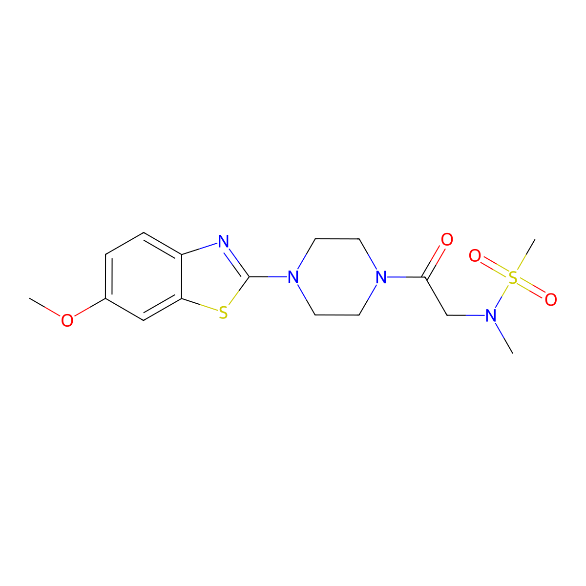 N-(2-(4-(6-methoxybenzo[d]thiazol-2-yl)piperazin-1-yl)-2-oxoethyl)-N-methylmethanesulfonamide molecular structure, CAS 1171711-35-5