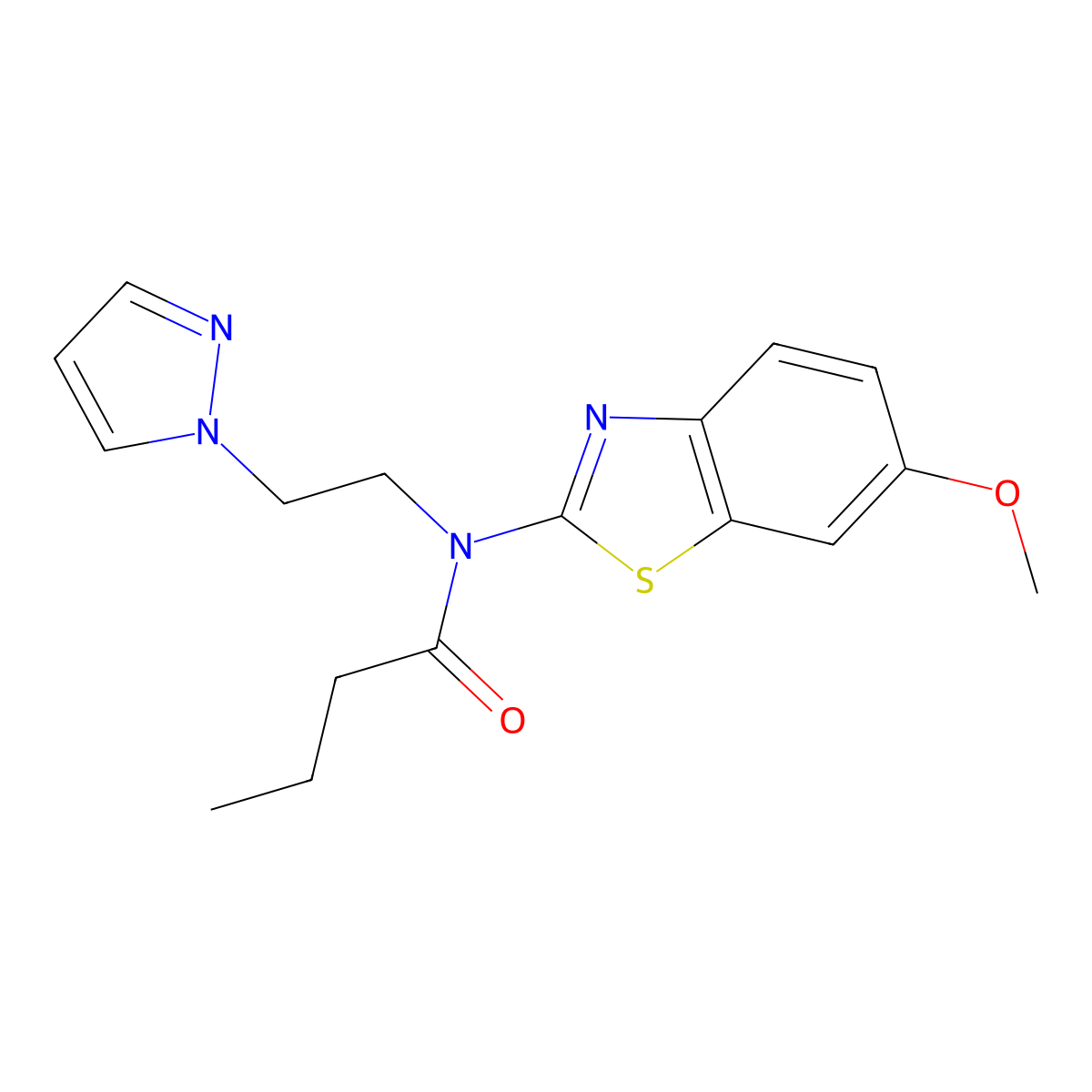 N-(2-(1H-pyrazol-1-yl)ethyl)-N-(6-methoxybenzo[d]thiazol-2-yl)butyramide molecular structure, CAS 1171712-18-7