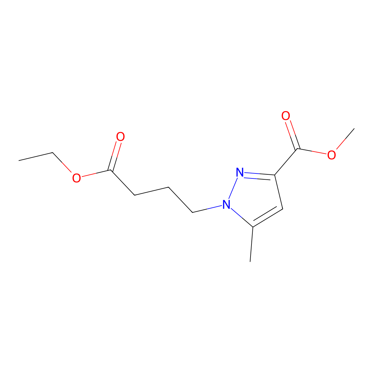 methyl 1-(4-ethoxy-4-oxobutyl)-5-methyl-1H-pyrazole-3-carboxylate molecular structure, CAS 1171714-36-5