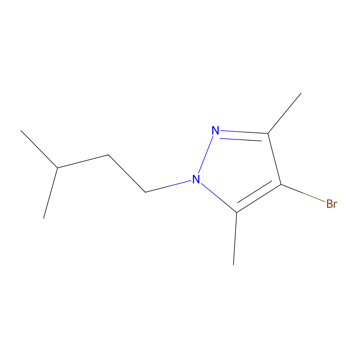 4-bromo-3,5-dimethyl-1-(3-methylbutyl)-1H-pyrazole molecular structure, CAS 1171717-09-1