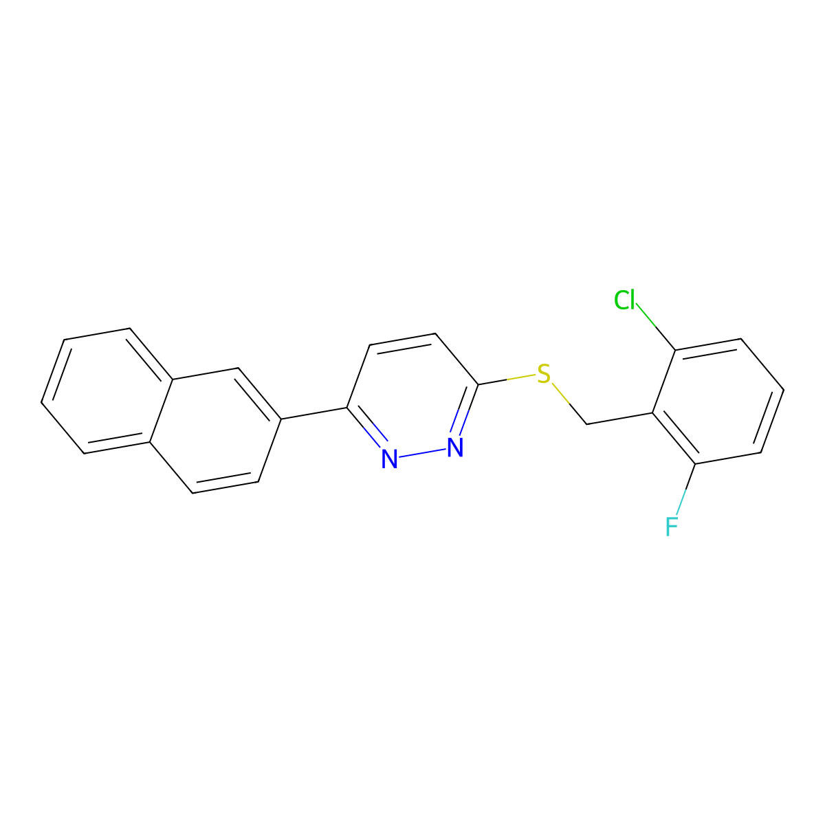 3-{[(2-Chloro-6-fluorophenyl)methyl]sulfanyl}-6-(naphthalen-2-yl)pyridazine molecular structure, CAS 1171717-23-9