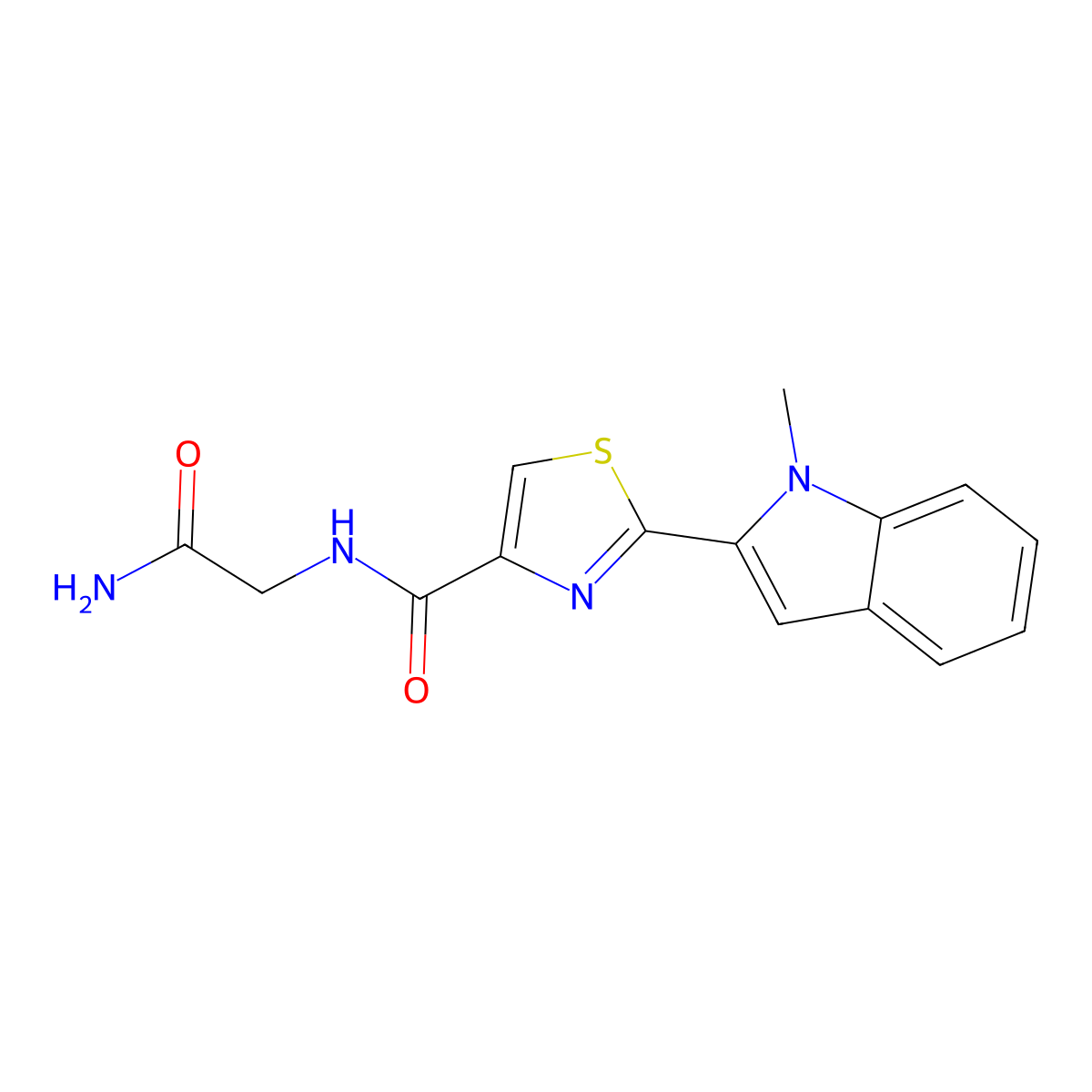 N-(2-amino-2-oxoethyl)-2-(1-methyl-1H-indol-2-yl)thiazole-4-carboxamide molecular structure, CAS 1171717-25-1