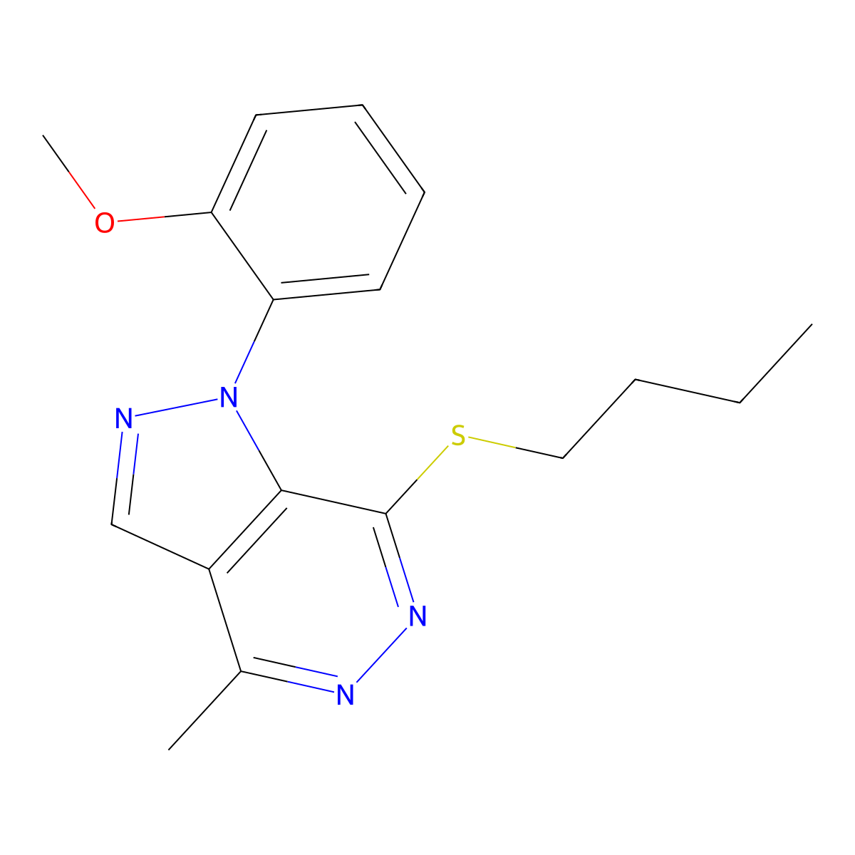 7-(butylthio)-1-(2-methoxyphenyl)-4-methyl-1H-pyrazolo[3,4-d]pyridazine molecular structure, CAS 1171717-70-6