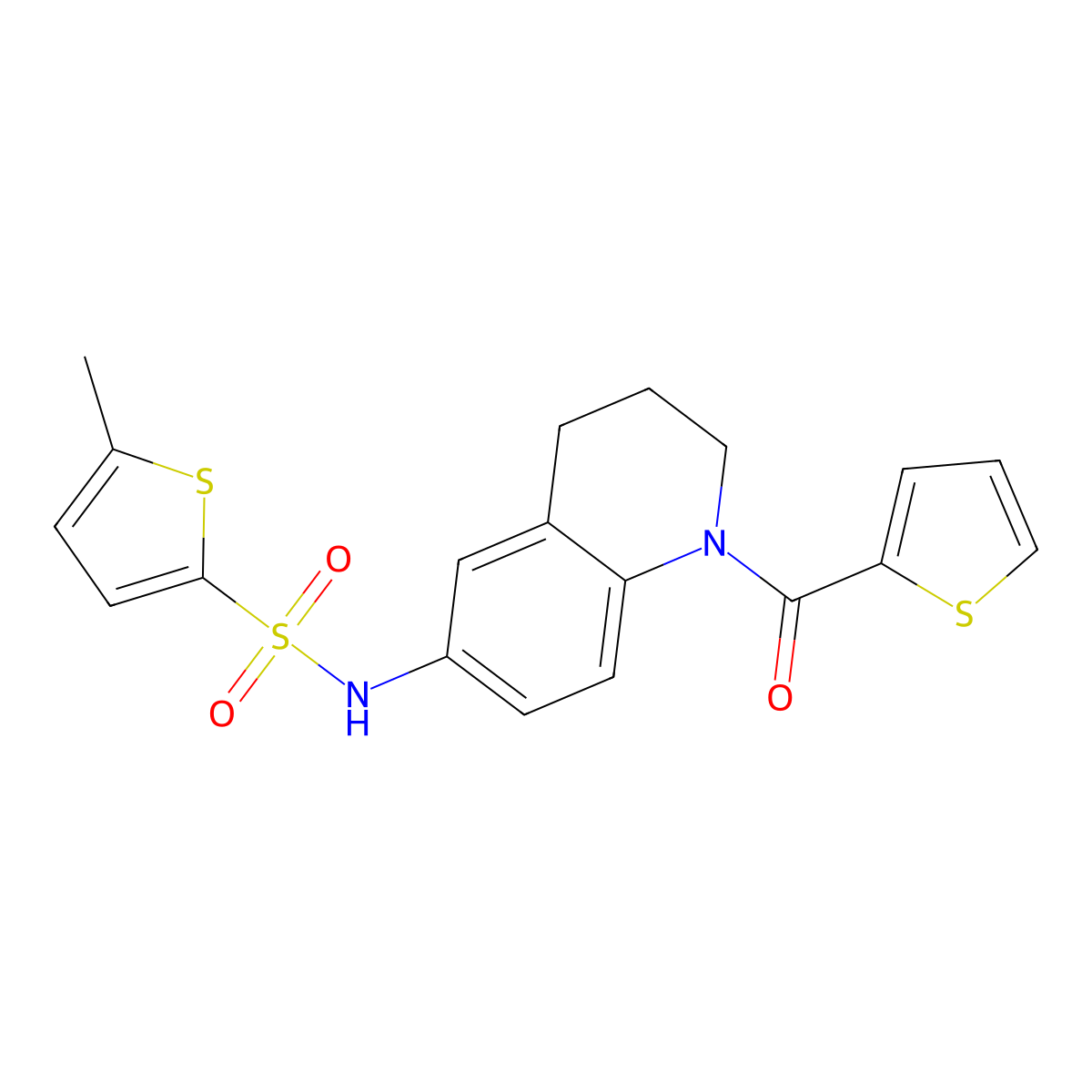 5-methyl-N-(1-(thiophene-2-carbonyl)-1,2,3,4-tetrahydroquinolin-6-yl)thiophene-2-sulfonamide molecular structure, CAS 1171726-41-2