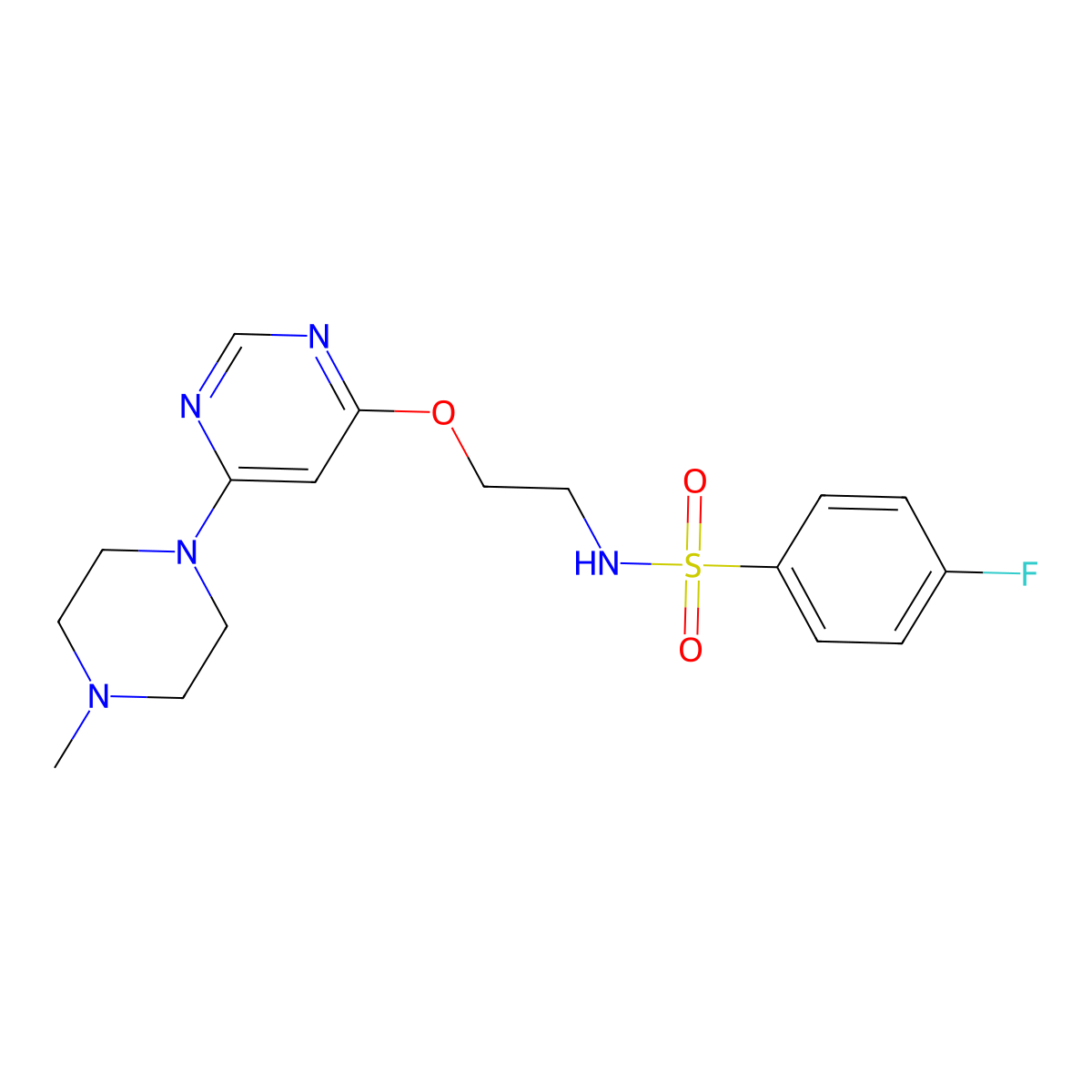 4-fluoro-N-(2-((6-(4-methylpiperazin-1-yl)pyrimidin-4-yl)oxy)ethyl)benzenesulfonamide molecular structure, CAS 1171728-93-0