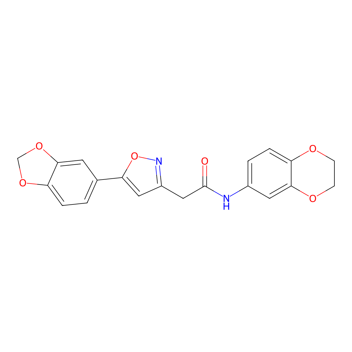 2-(5-(benzo[d][1,3]dioxol-5-yl)isoxazol-3-yl)-N-(2,3-dihydrobenzo[b][1,4]dioxin-6-yl)acetamide molecular structure, CAS 1171729-82-0