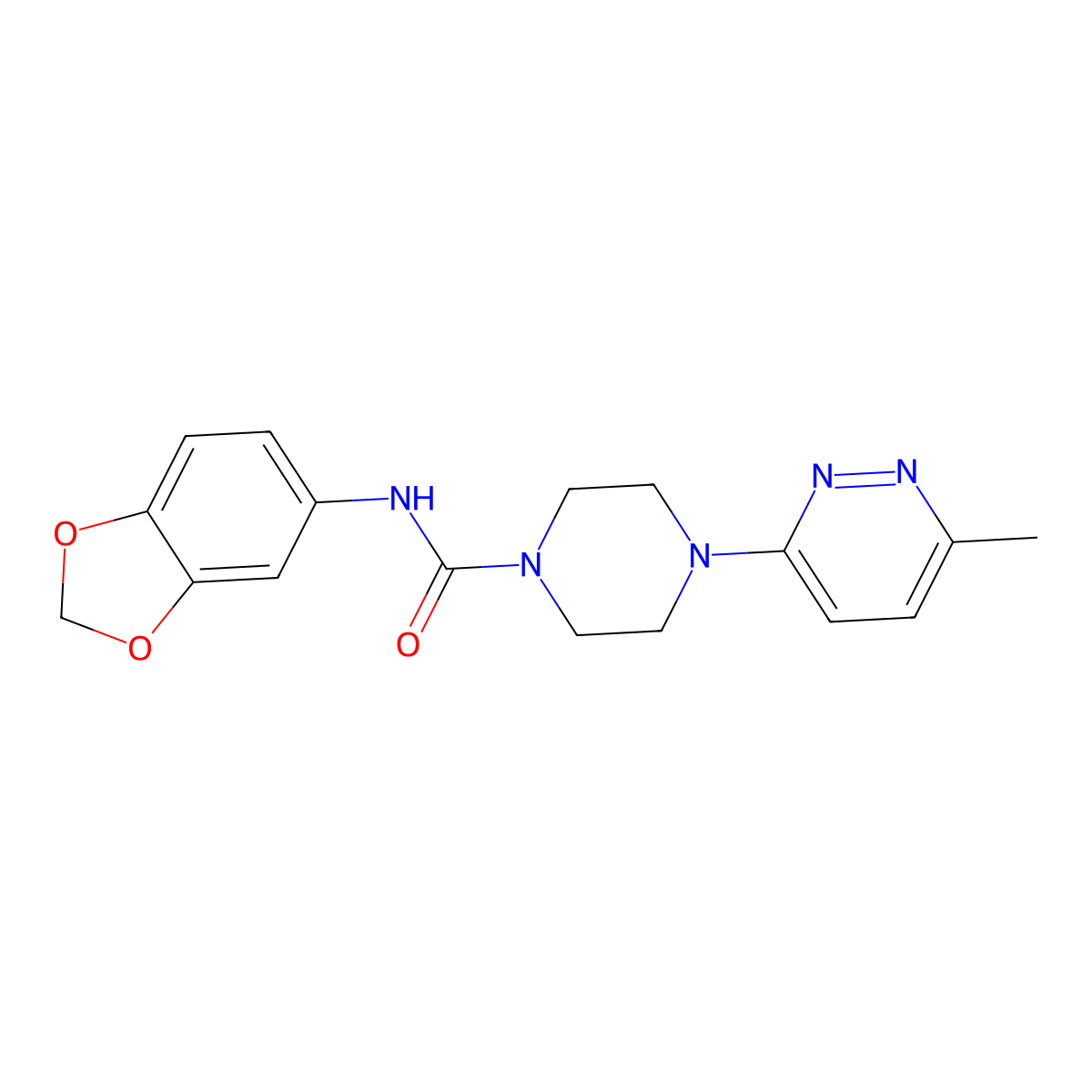 N-(benzo[d][1,3]dioxol-5-yl)-4-(6-methylpyridazin-3-yl)piperazine-1-carboxamide molecular structure, CAS 1171730-65-6