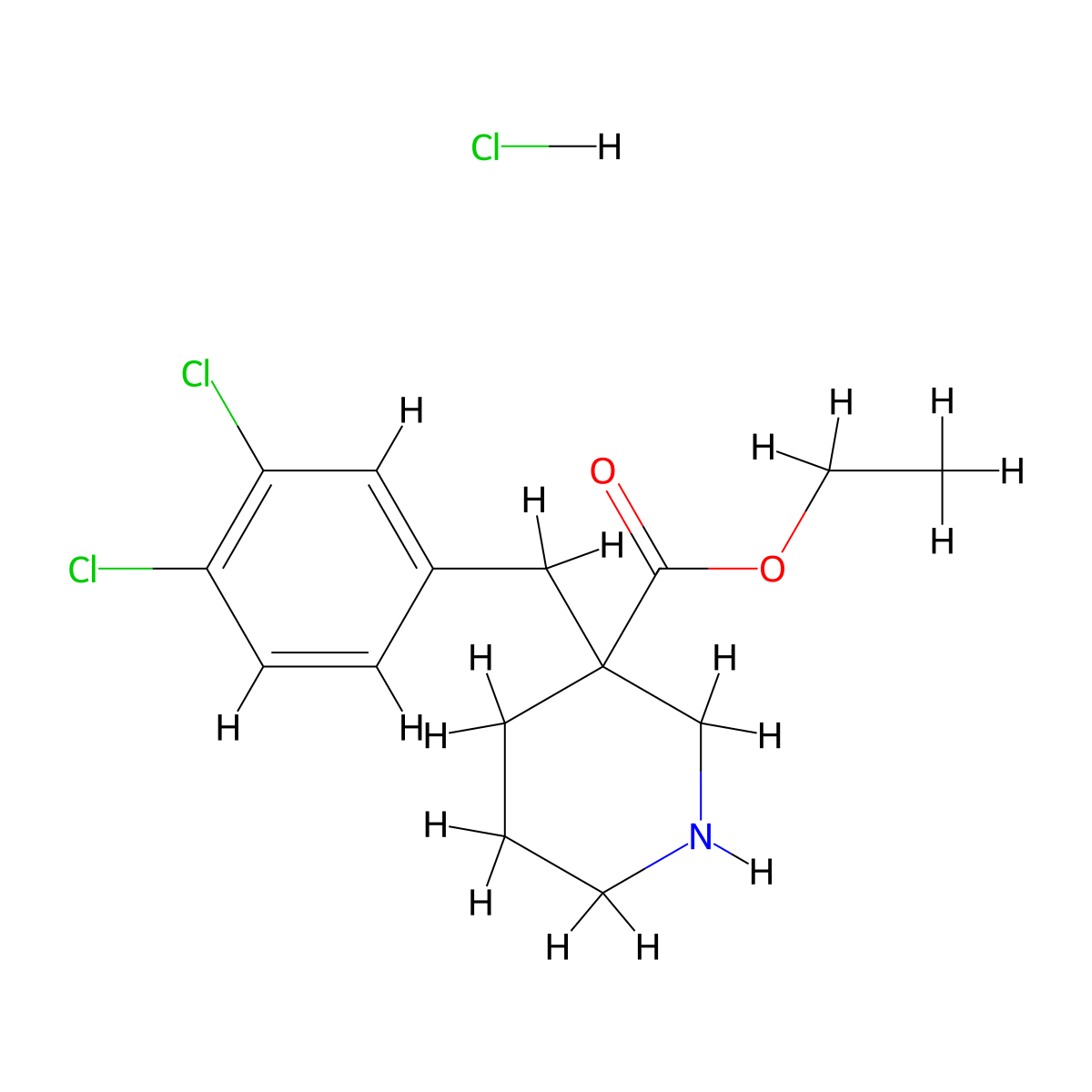 3-(3,4-Dichlorobenzyl)piperidine-3-ethylcarboxylate hydrochloride molecular structure, CAS 1171731-18-2