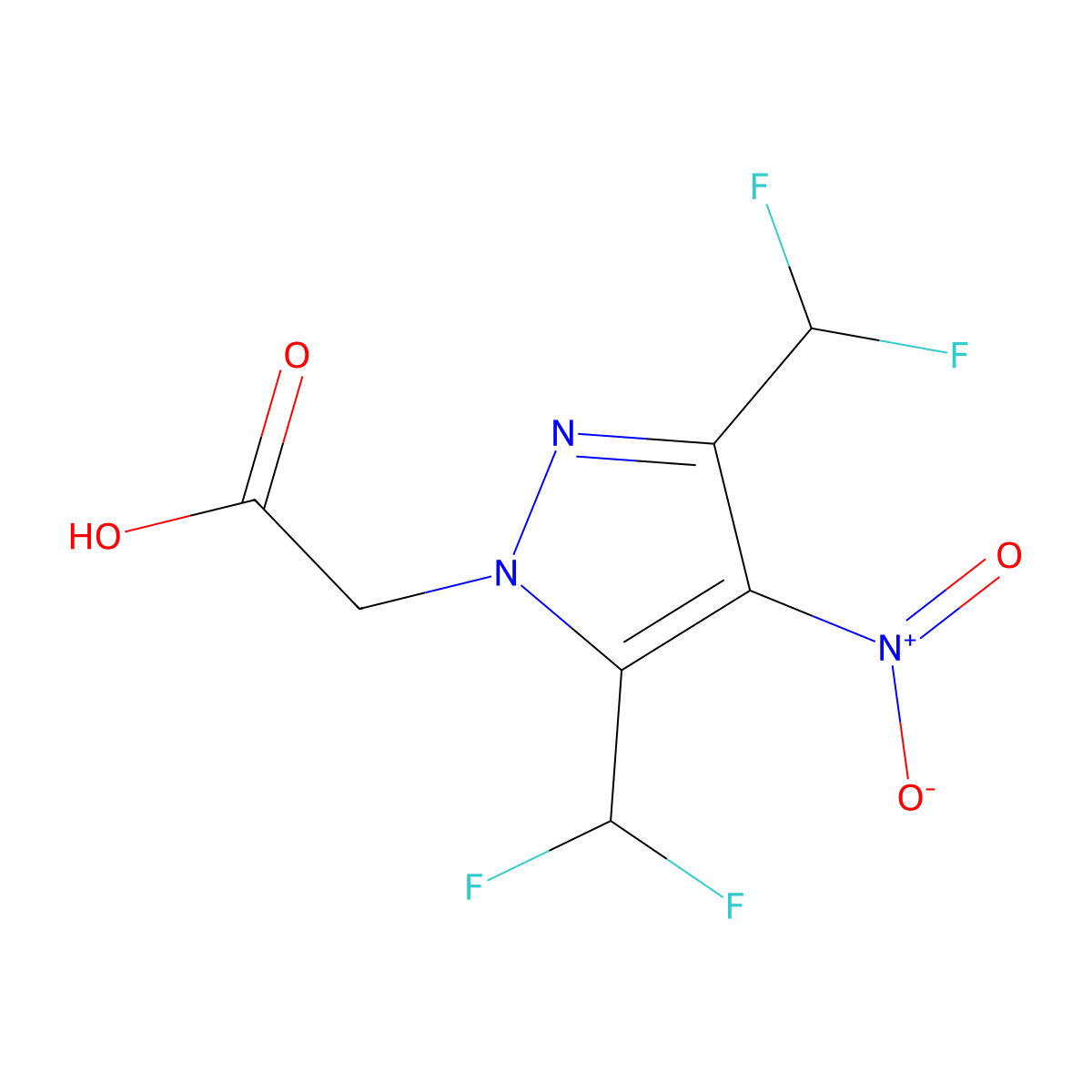 [3,5-bis(difluoromethyl)-4-nitro-1H-pyrazol-1-yl]acetic acid molecular structure, CAS 1171731-28-4