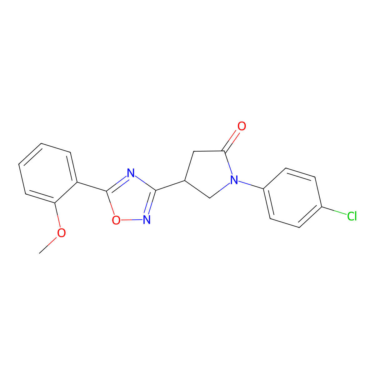 1-(4-Chlorophenyl)-4-[5-(2-methoxyphenyl)-1,2,4-oxadiazol-3-yl]pyrrolidin-2-one molecular structure, CAS 1171732-00-5