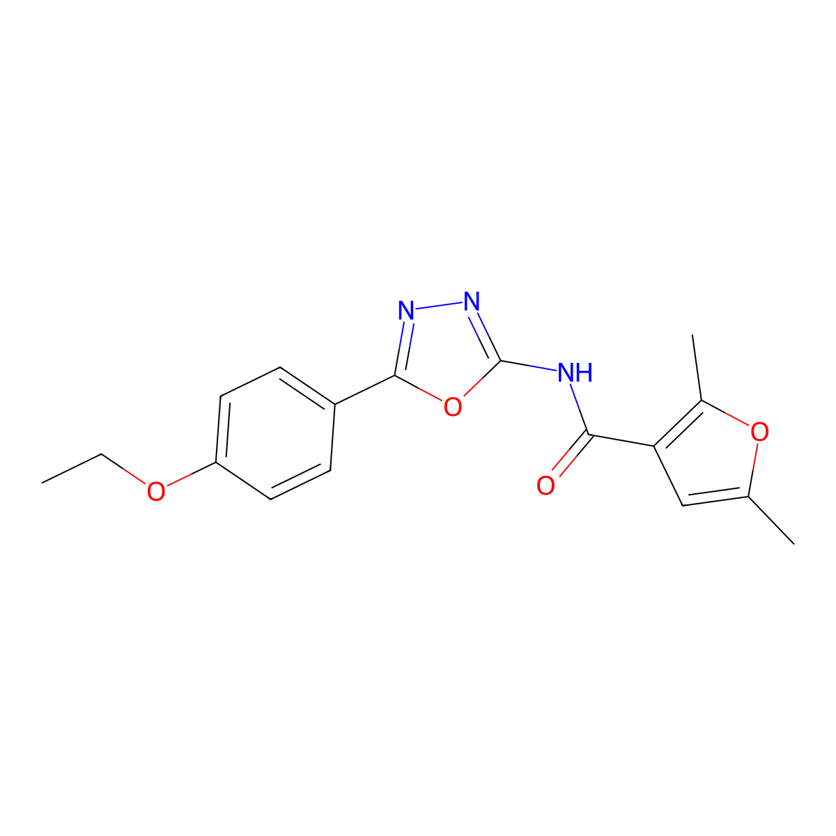 N-(5-(4-ethoxyphenyl)-1,3,4-oxadiazol-2-yl)-2,5-dimethylfuran-3-carboxamide molecular structure, CAS 1171733-19-9