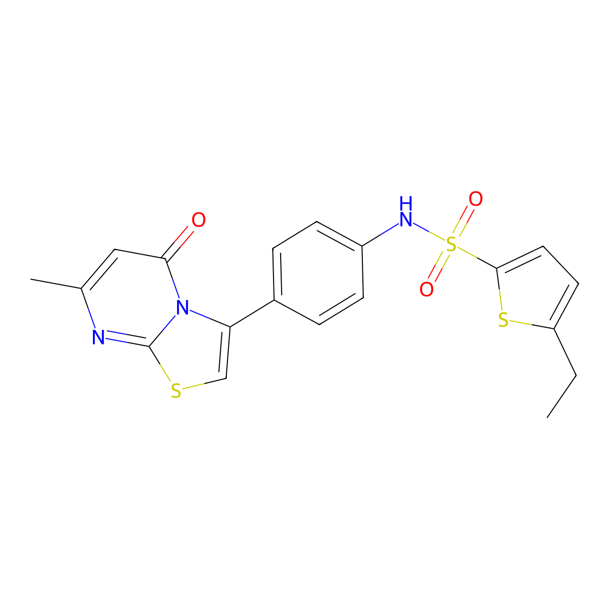 5-ethyl-N-(4-(7-methyl-5-oxo-5H-thiazolo[3,2-a]pyrimidin-3-yl)phenyl)thiophene-2-sulfonamide molecular structure, CAS 1171735-98-0